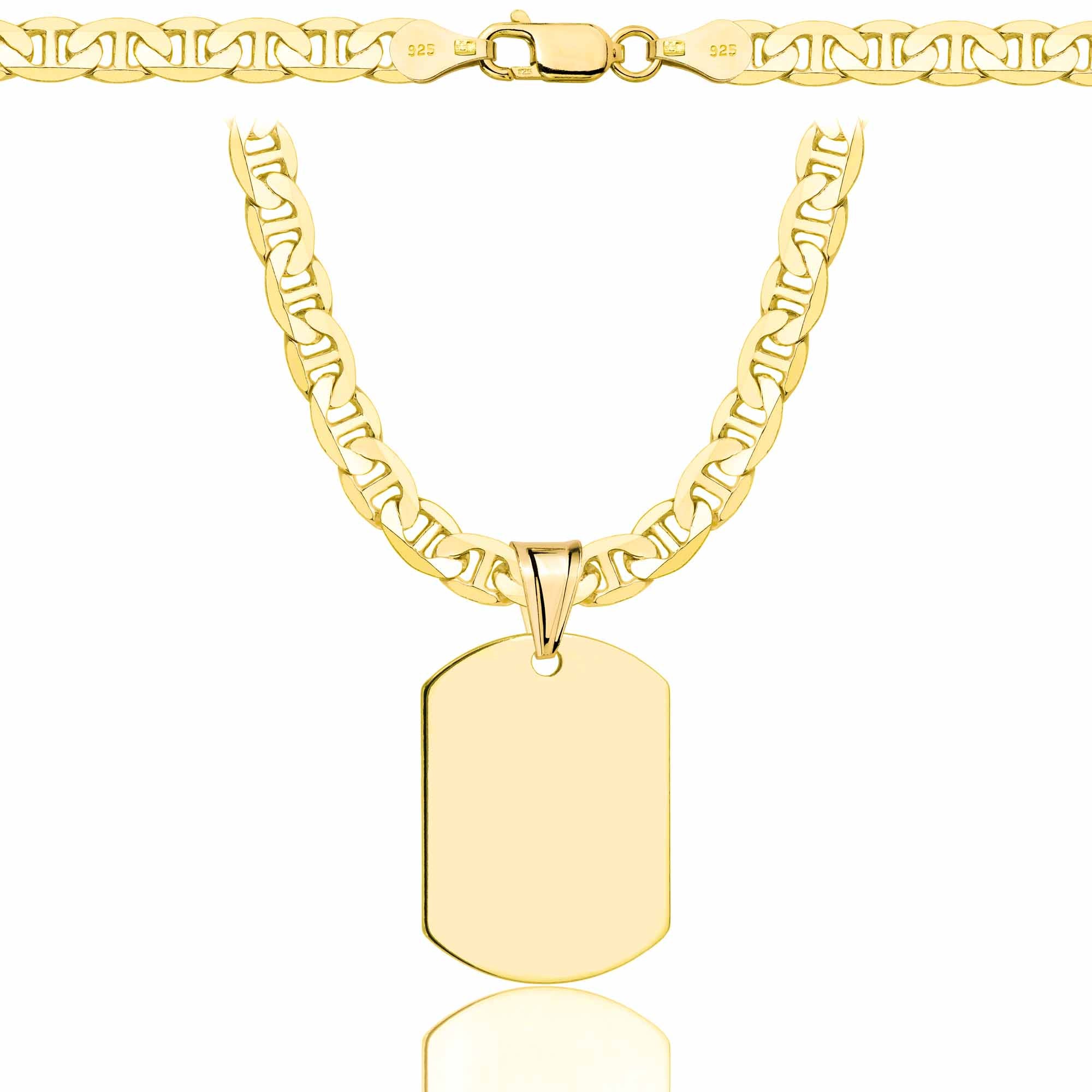 Łańcuszek pozłacany srebrny z nieśmiertelnikiem gucci 5,5mm pr. 925 585