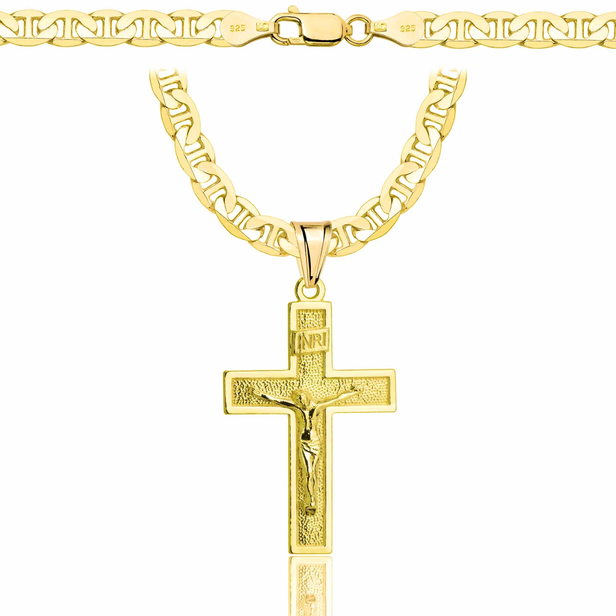 Łańcuszek pozłacany srebrny z krzyżykiem gucci 5,5mm pr. 925