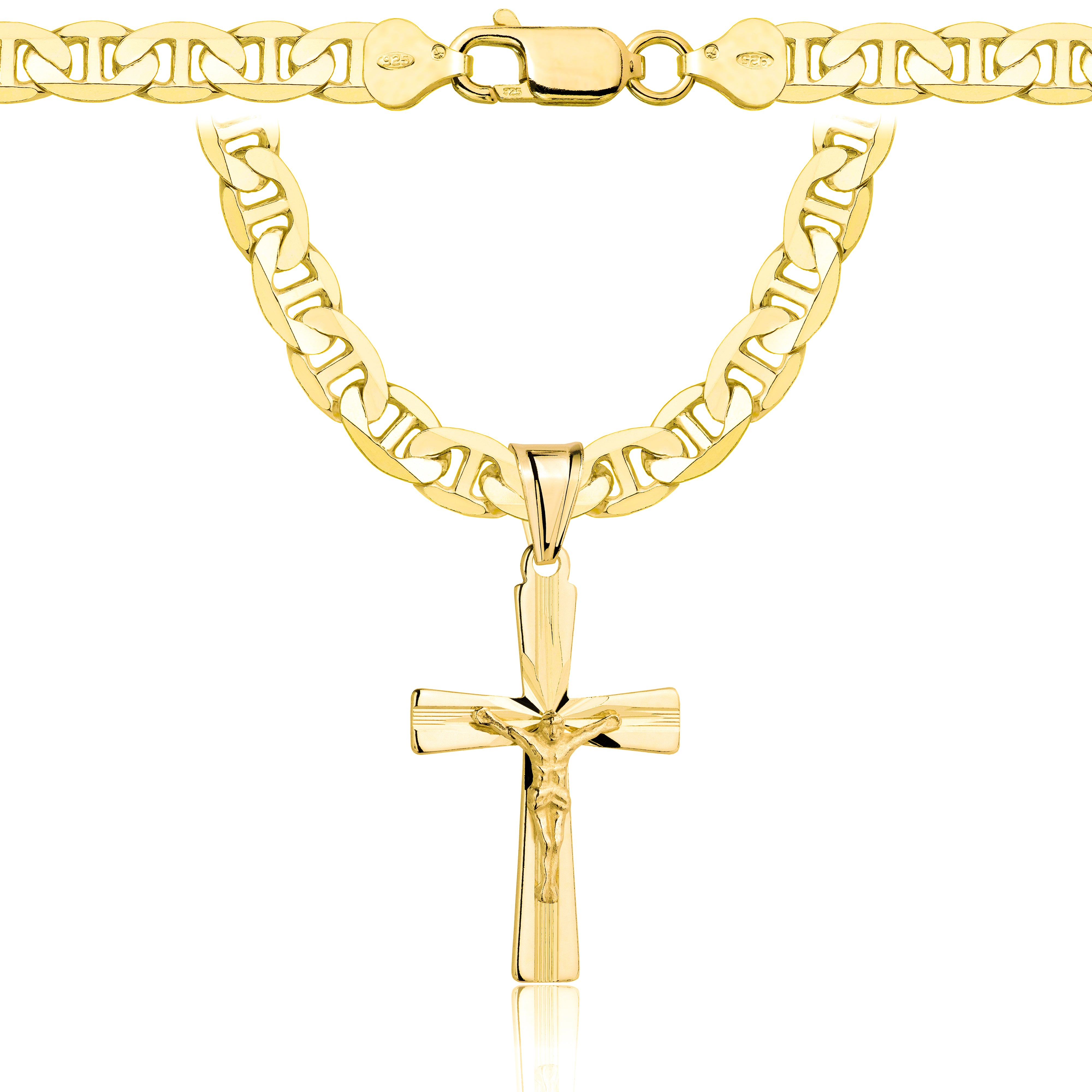 Łańcuszek pozłacany srebrny z krzyżykiem gucci 6,5mm pr. 925