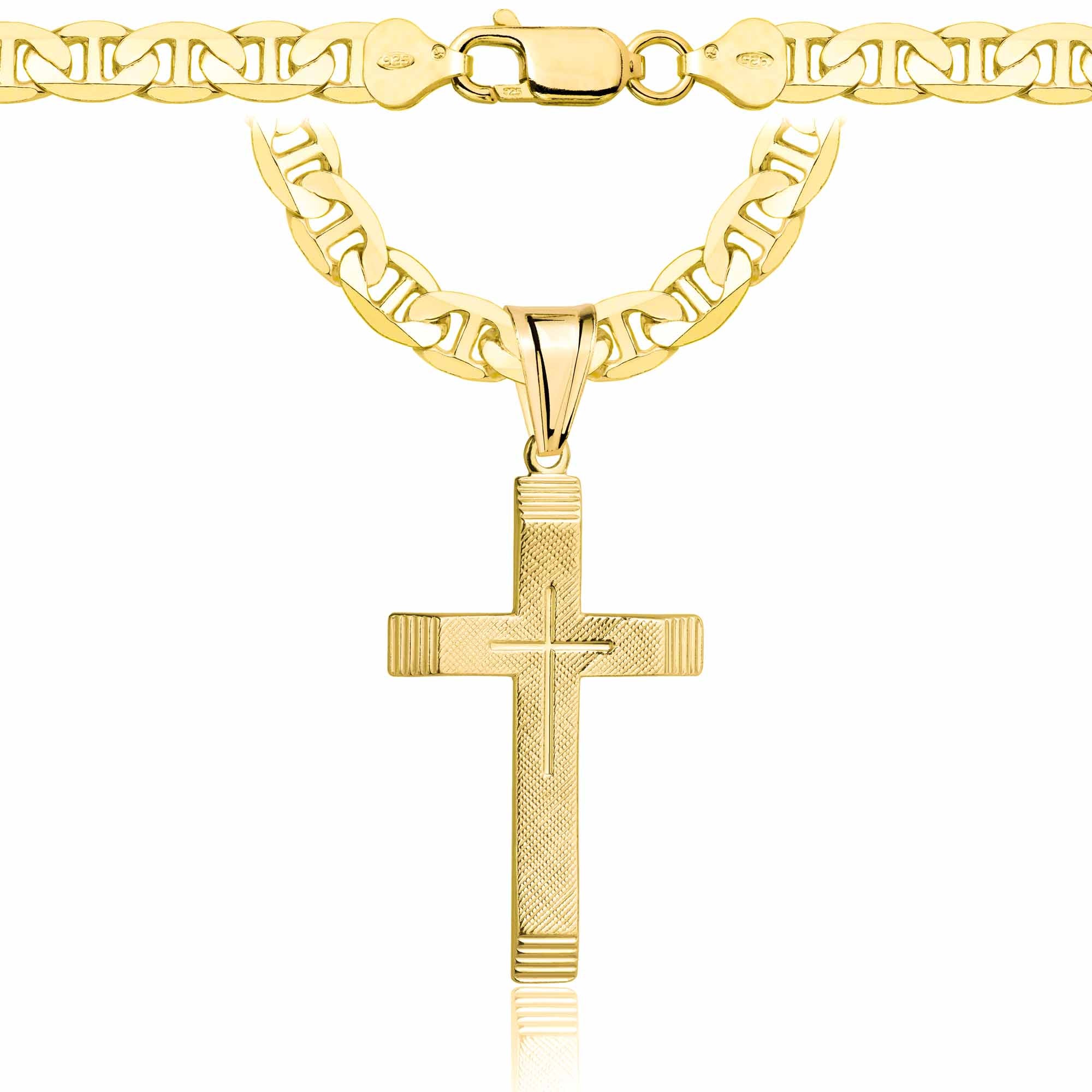 Łańcuszek pozłacany srebrny z krzyżykiem gucci 6,5mm pr. 925