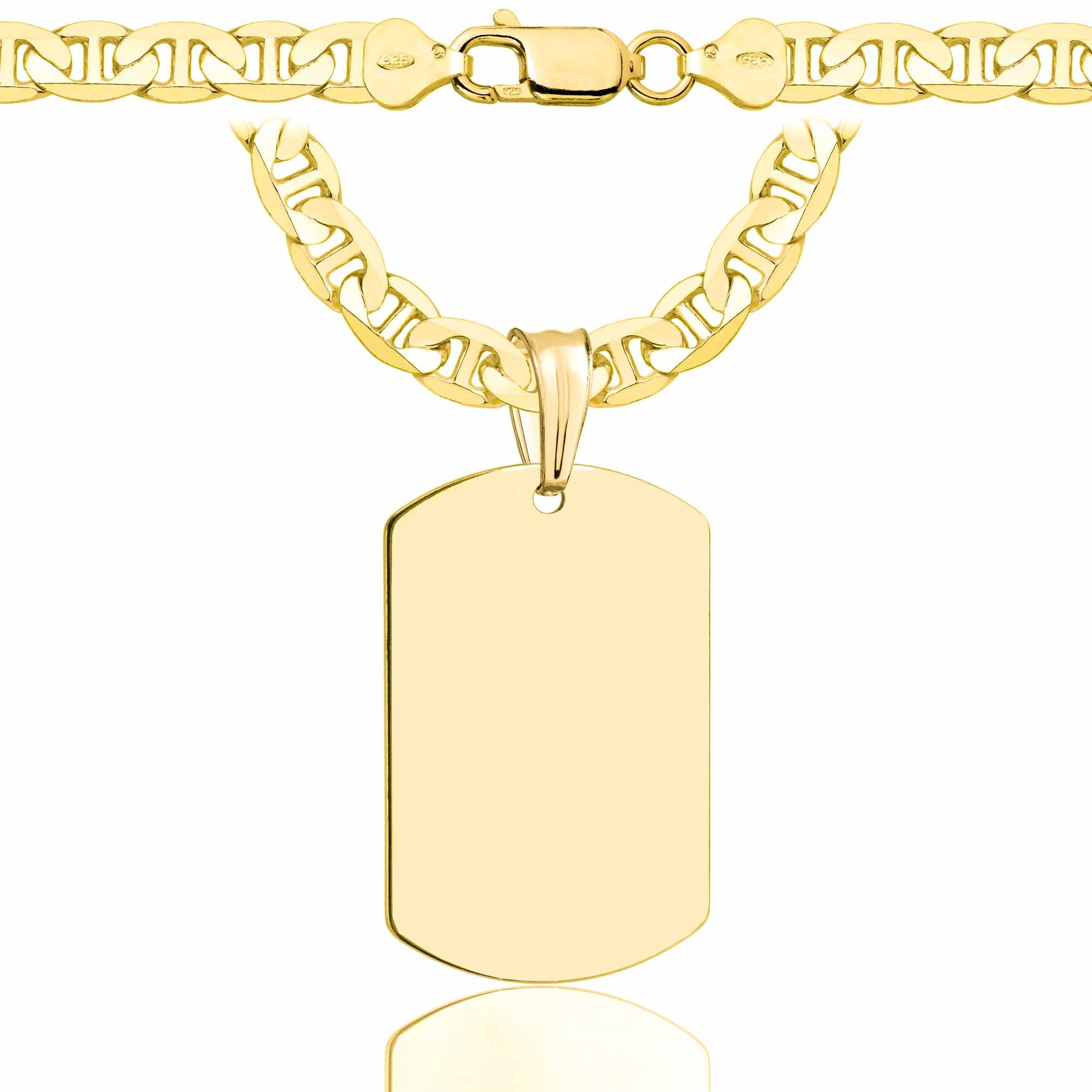 Łańcuszek pozłacany srebrny z nieśmiertelnikiem gucci 6,5mm pr. 925 585