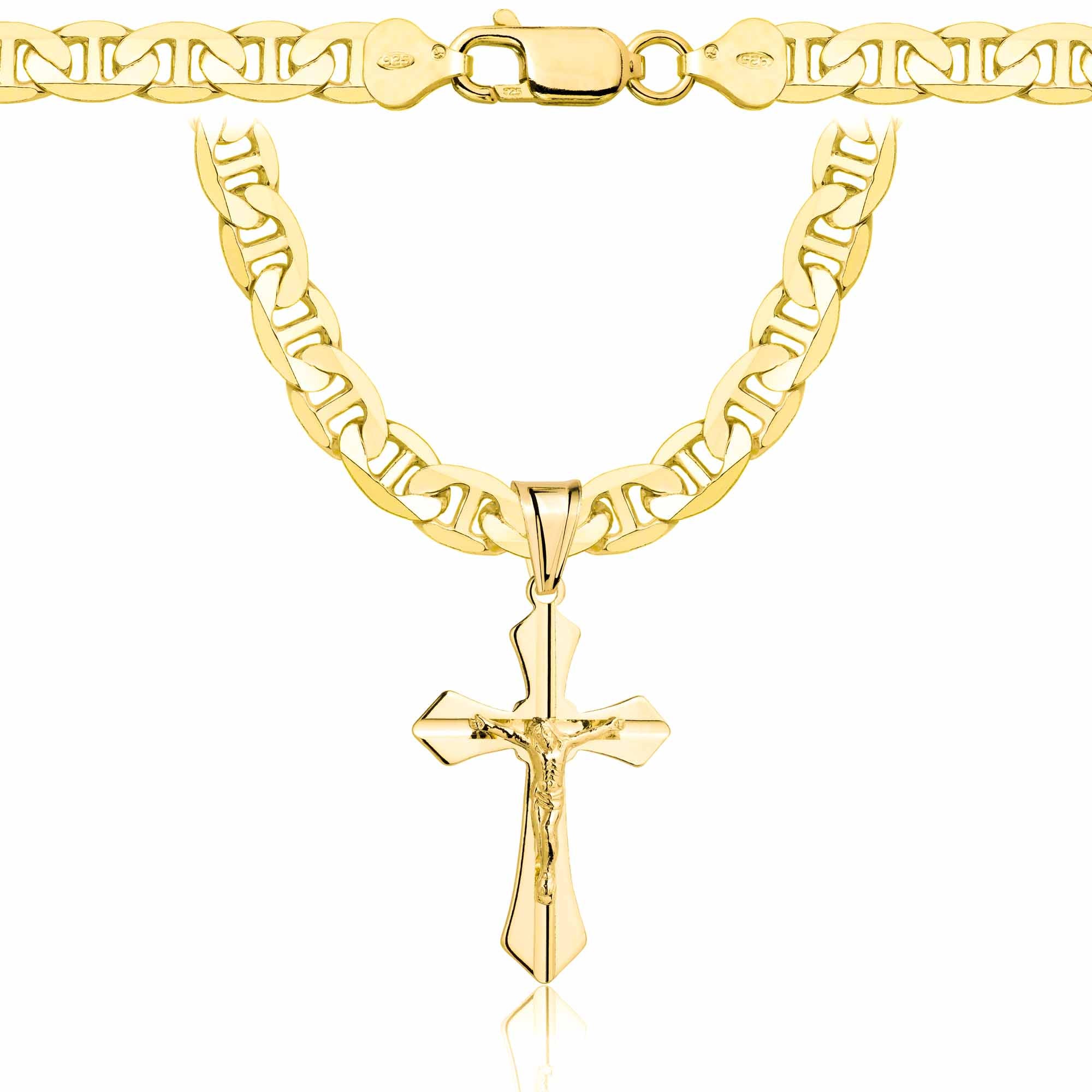 Łańcuszek pozłacany srebrny z krzyżykiem gucci 6,5mm pr. 925