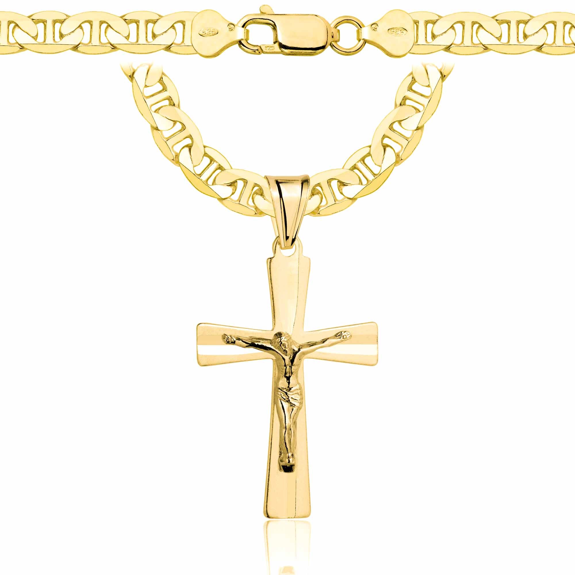 Łańcuszek pozłacany srebrny z krzyżykiem gucci 6,5mm pr. 925