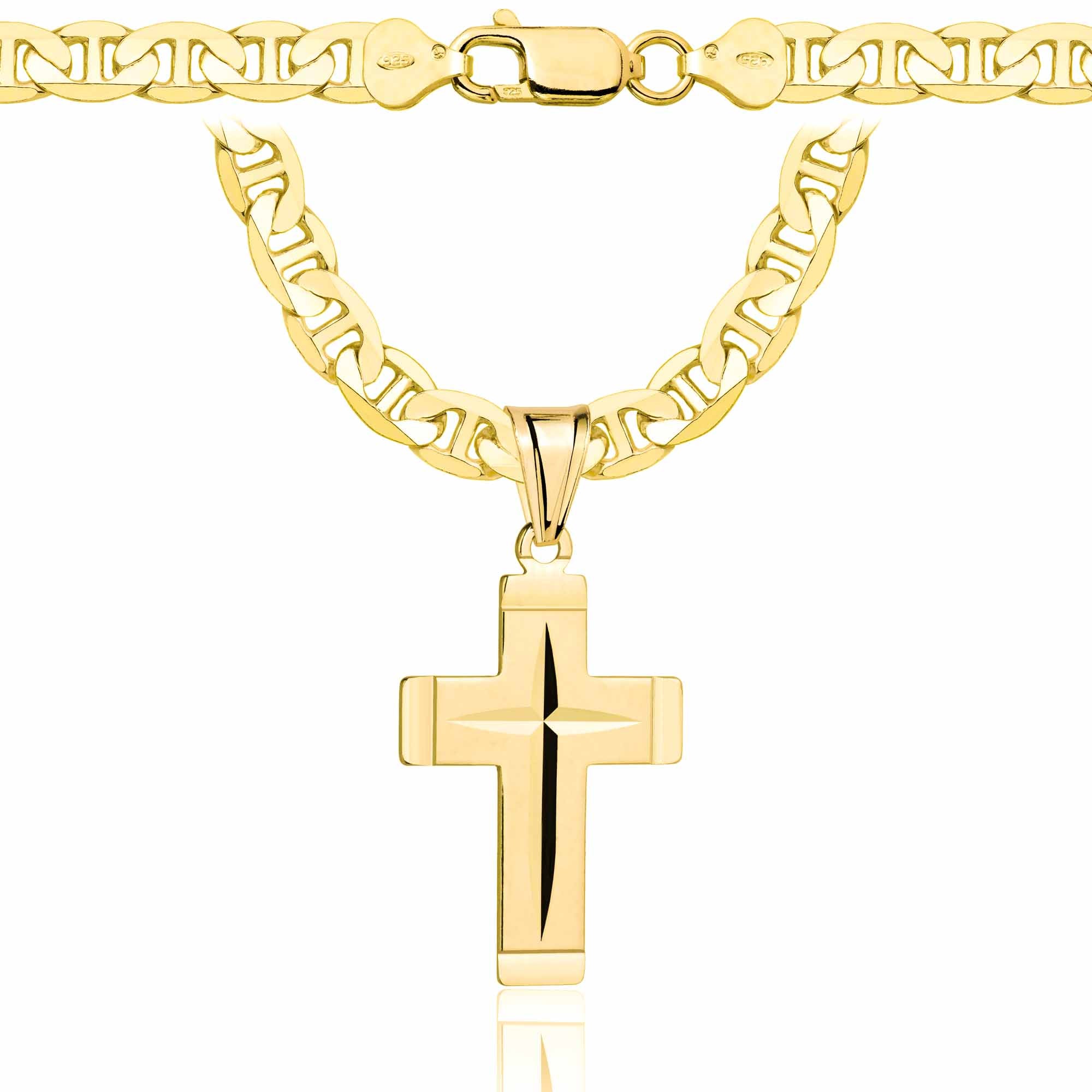 Łańcuszek pozłacany srebrny z krzyżykiem gucci 6,5mm pr. 925