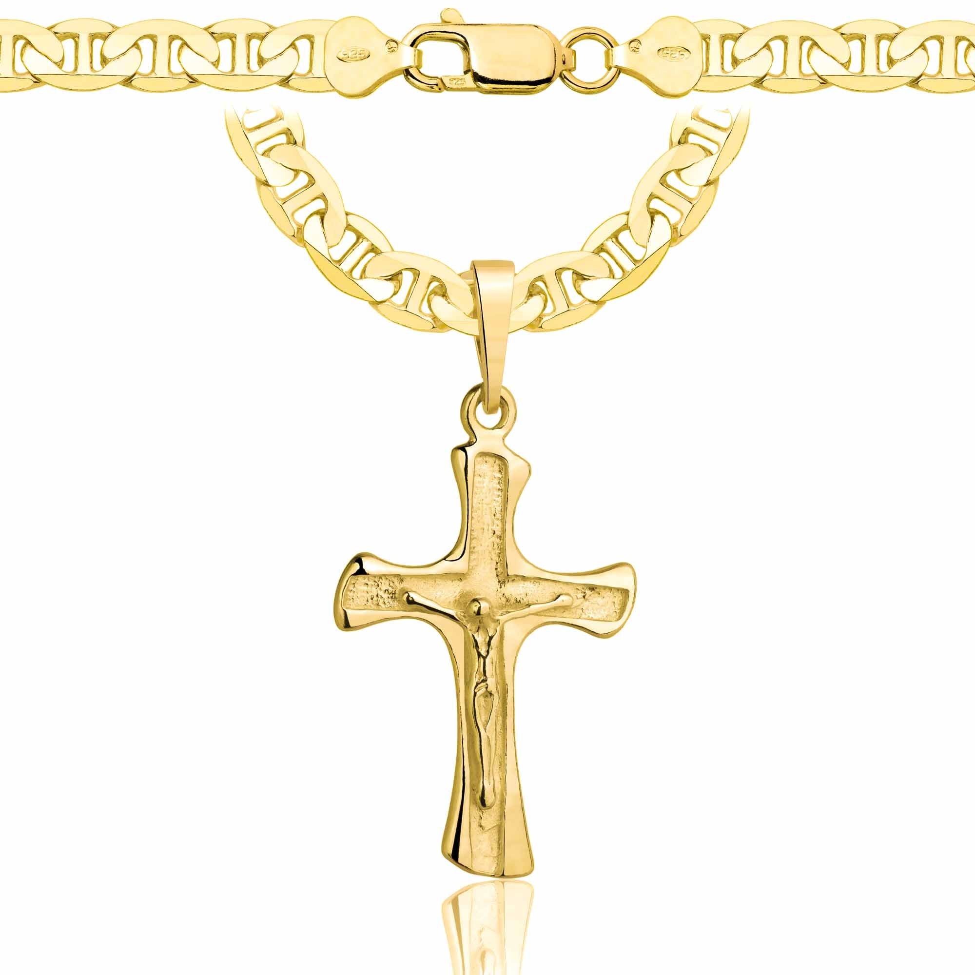 Łańcuszek pozłacany srebrny z krzyżykiem gucci 6,5mm pr. 925