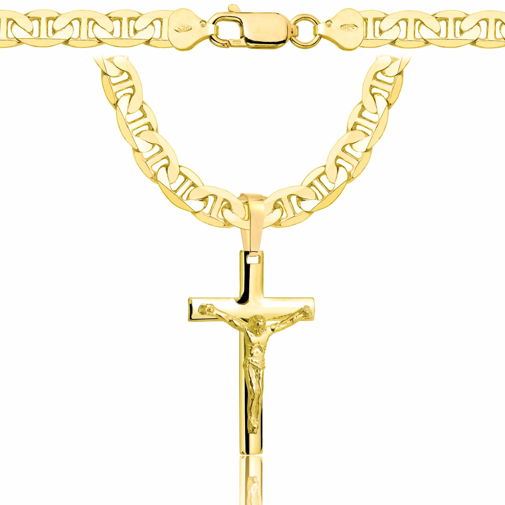 Łańcuszek pozłacany srebrny z krzyżykiem gucci 6,5mm pr. 925