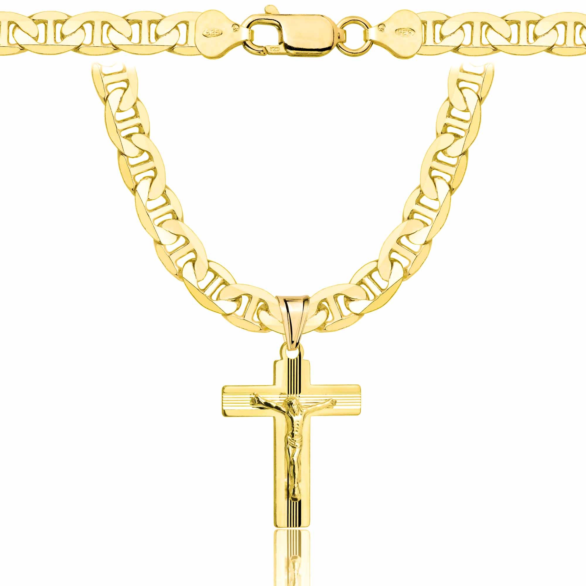 Łańcuszek pozłacany srebrny z krzyżykiem gucci 6,5mm pr. 925