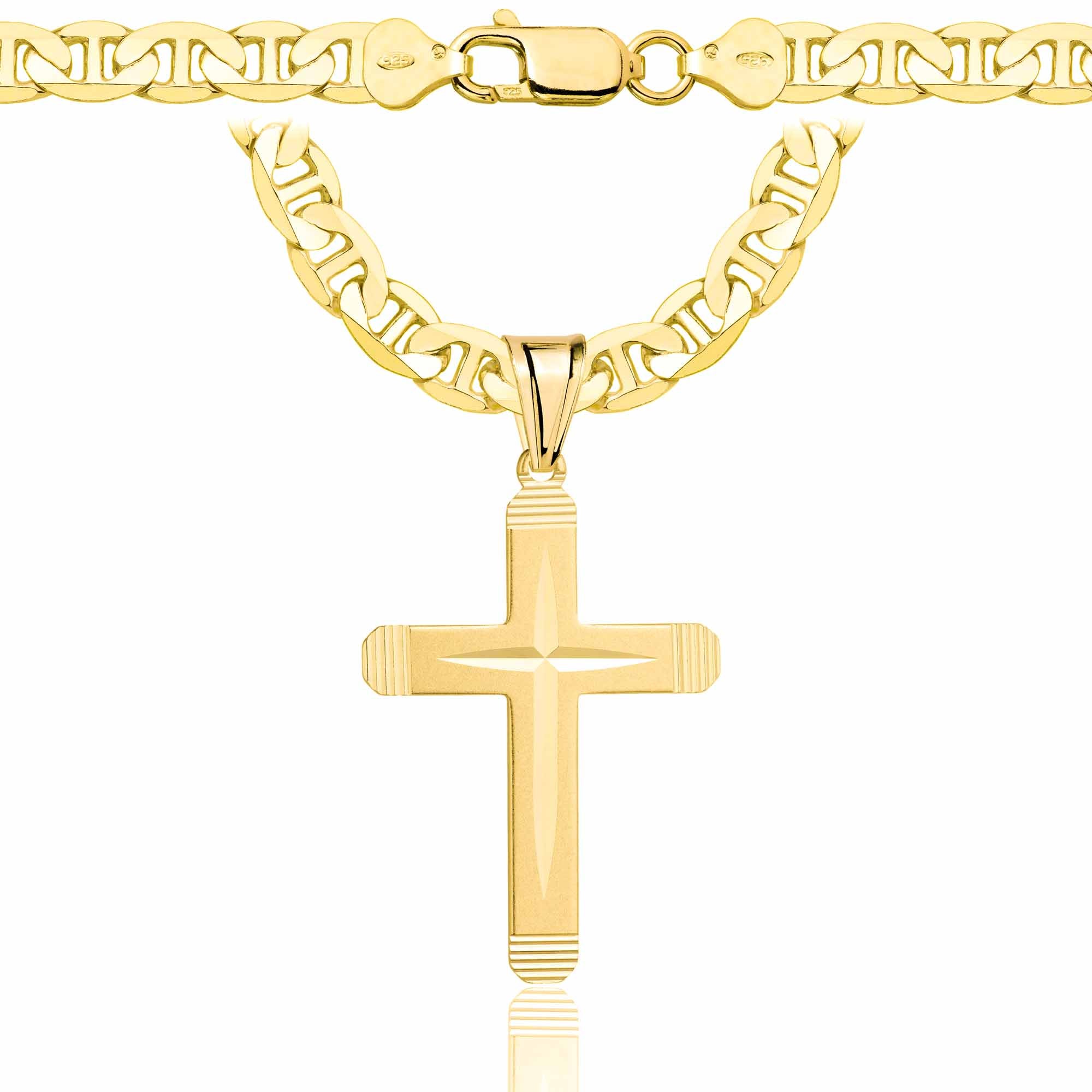 Łańcuszek pozłacany srebrny z krzyżykiem gucci 6,5mm pr. 925