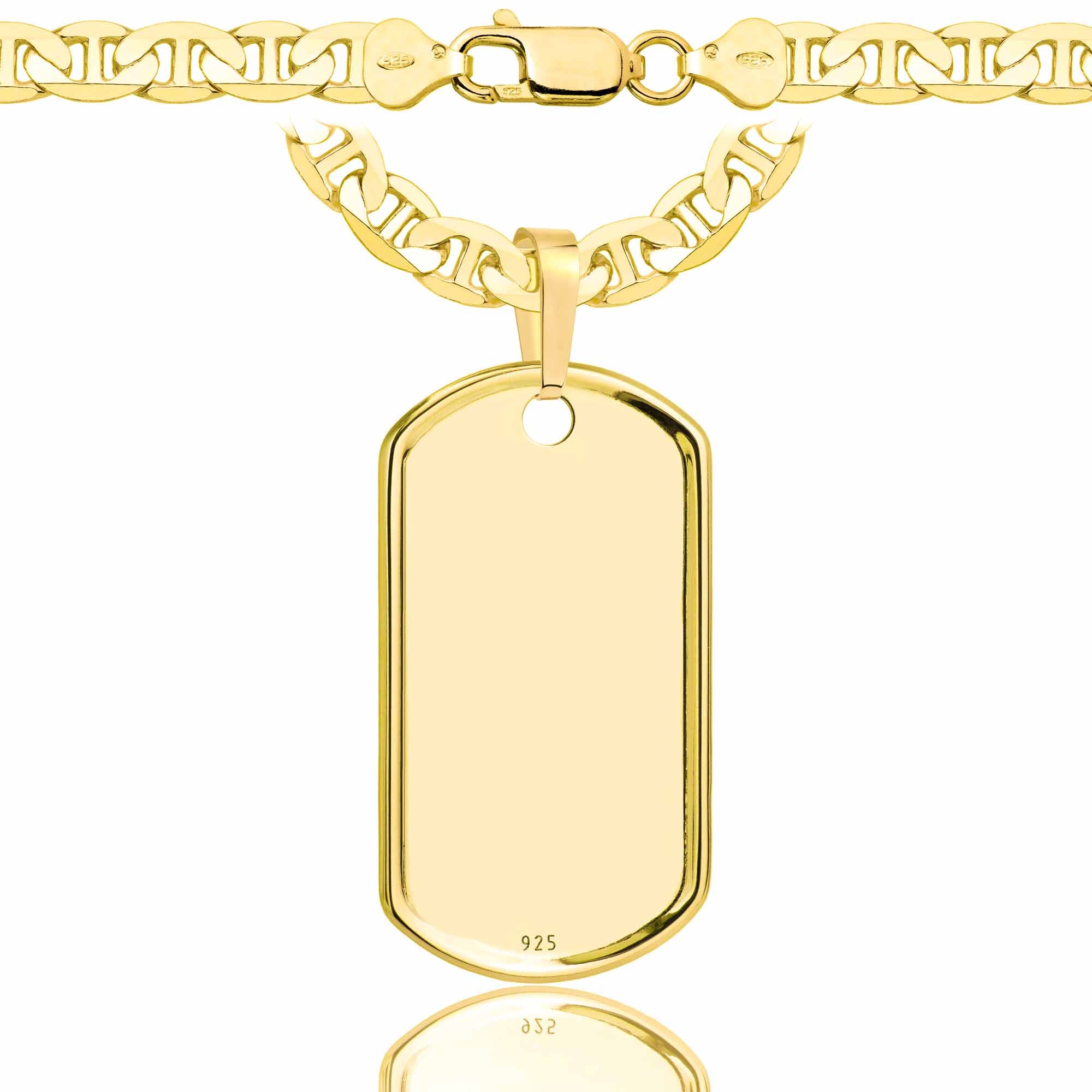 Łańcuszek pozłacany srebrny z nieśmiertelnikiem gucci 6,5mm pr. 925 585