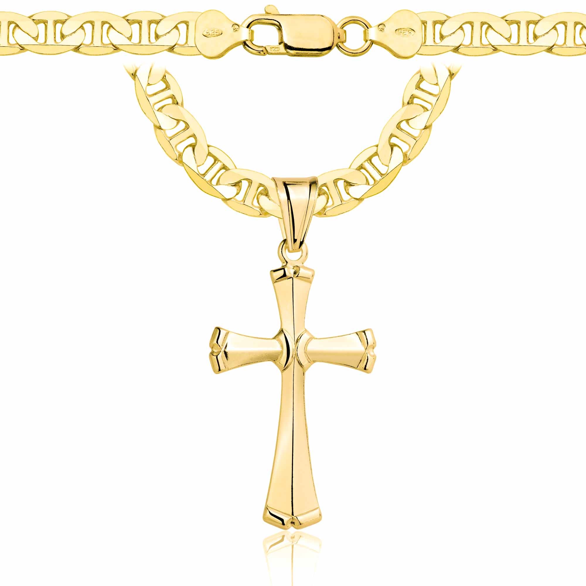 Łańcuszek pozłacany srebrny z krzyżykiem gucci 6,5mm pr. 925