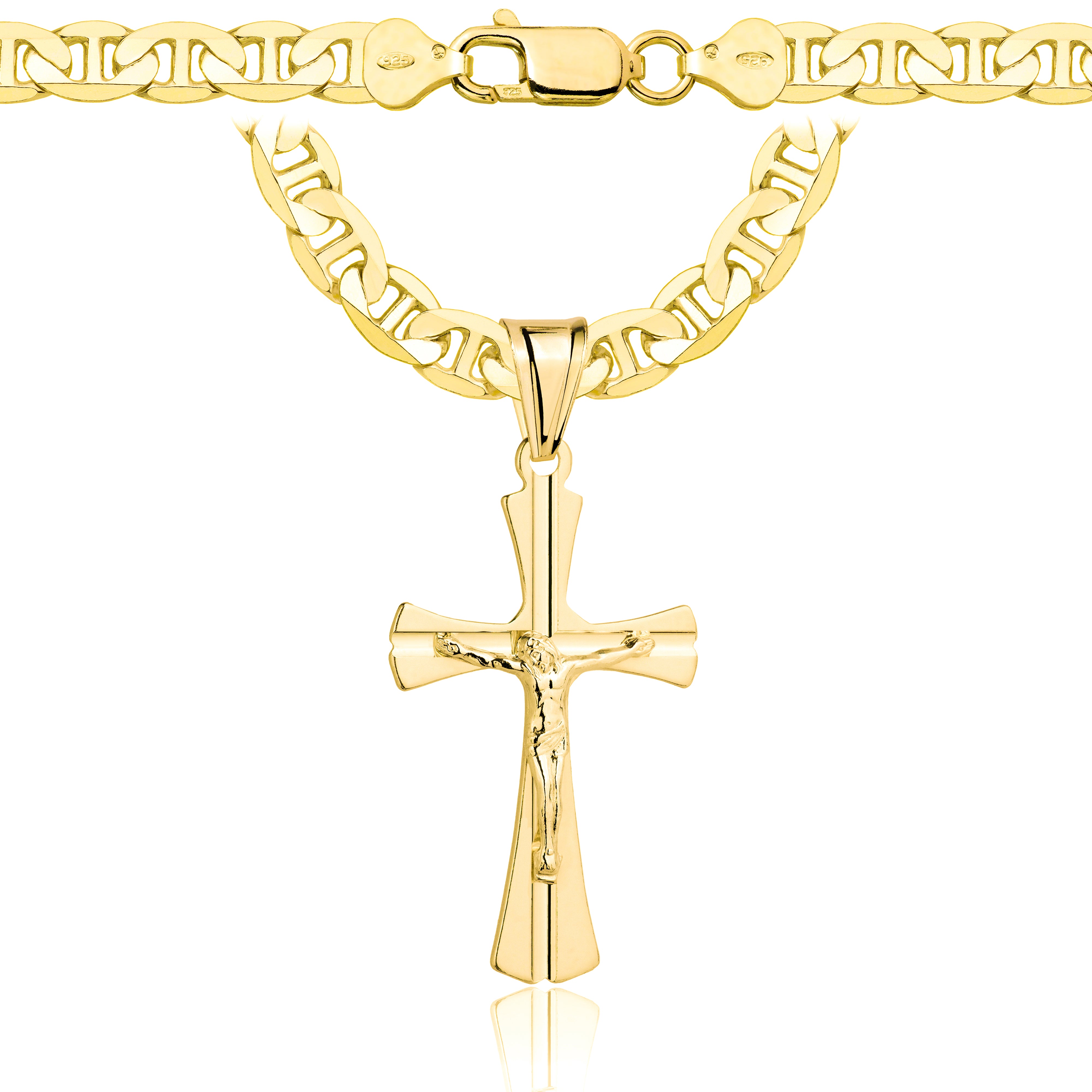 Łańcuszek pozłacany srebrny z krzyżykiem gucci 6,5mm pr. 925