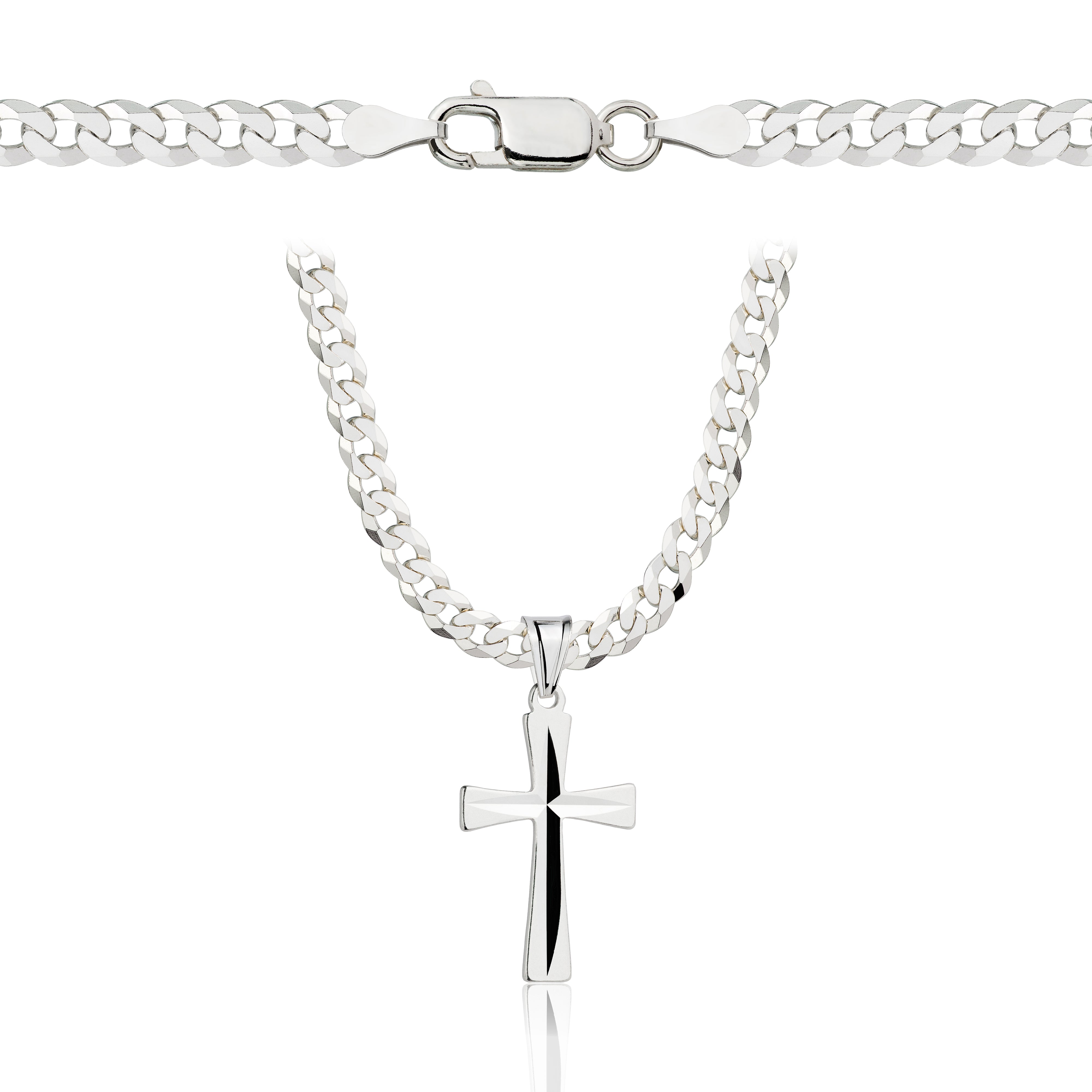 Łańcuszek srebrny z krzyżykiem pancerka 3,8mm pr. 925