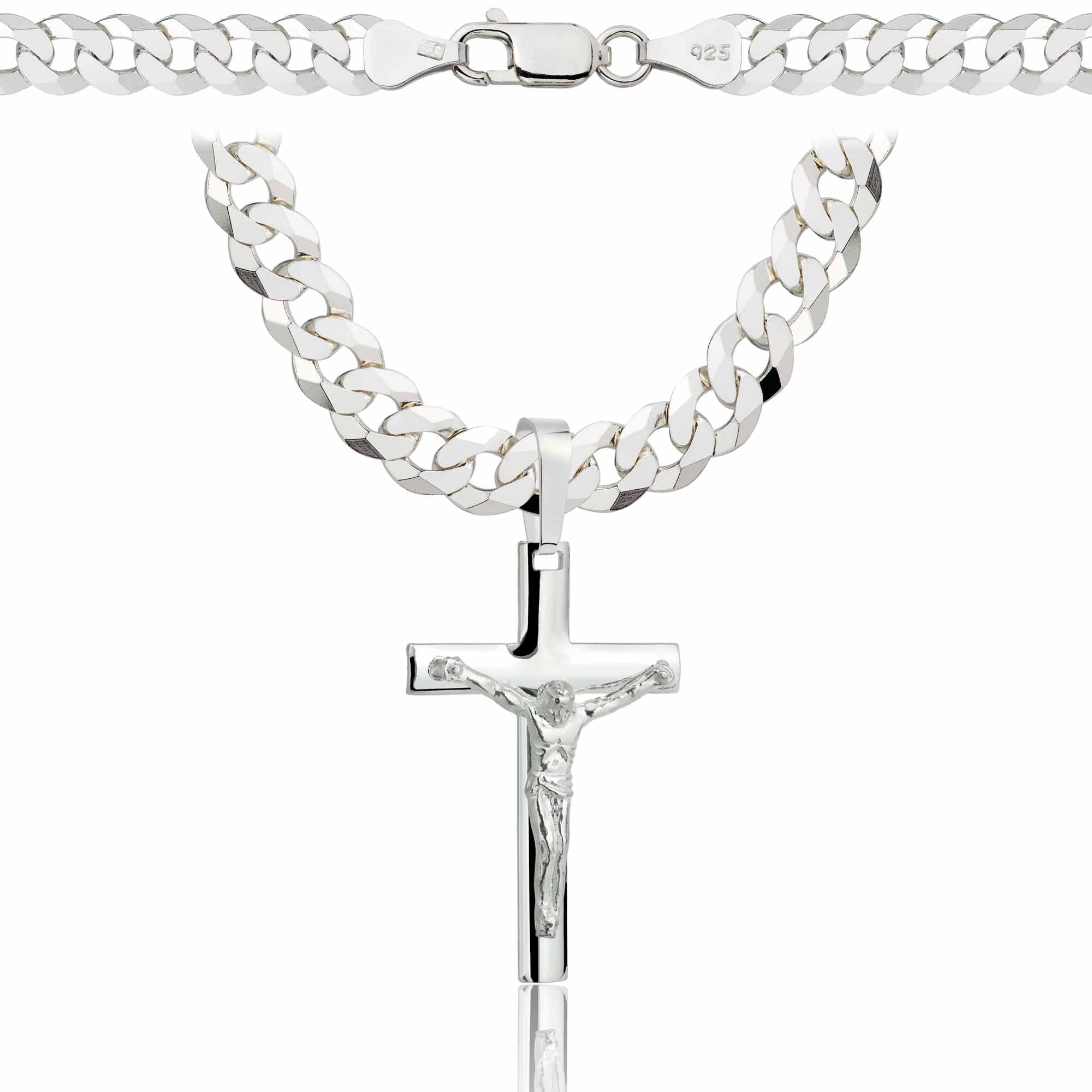 Łańcuszek srebrny z krzyżykiem pancerka 6,5mm pr. 925