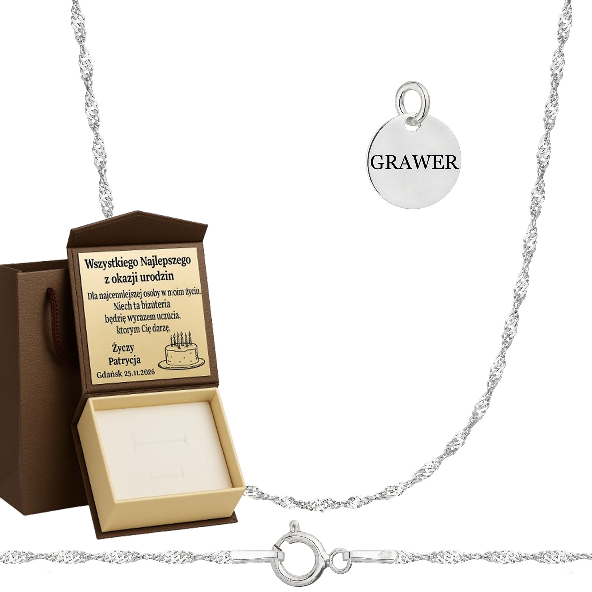 Łańcuszek srebrny singapur 1,6mm pr. 925