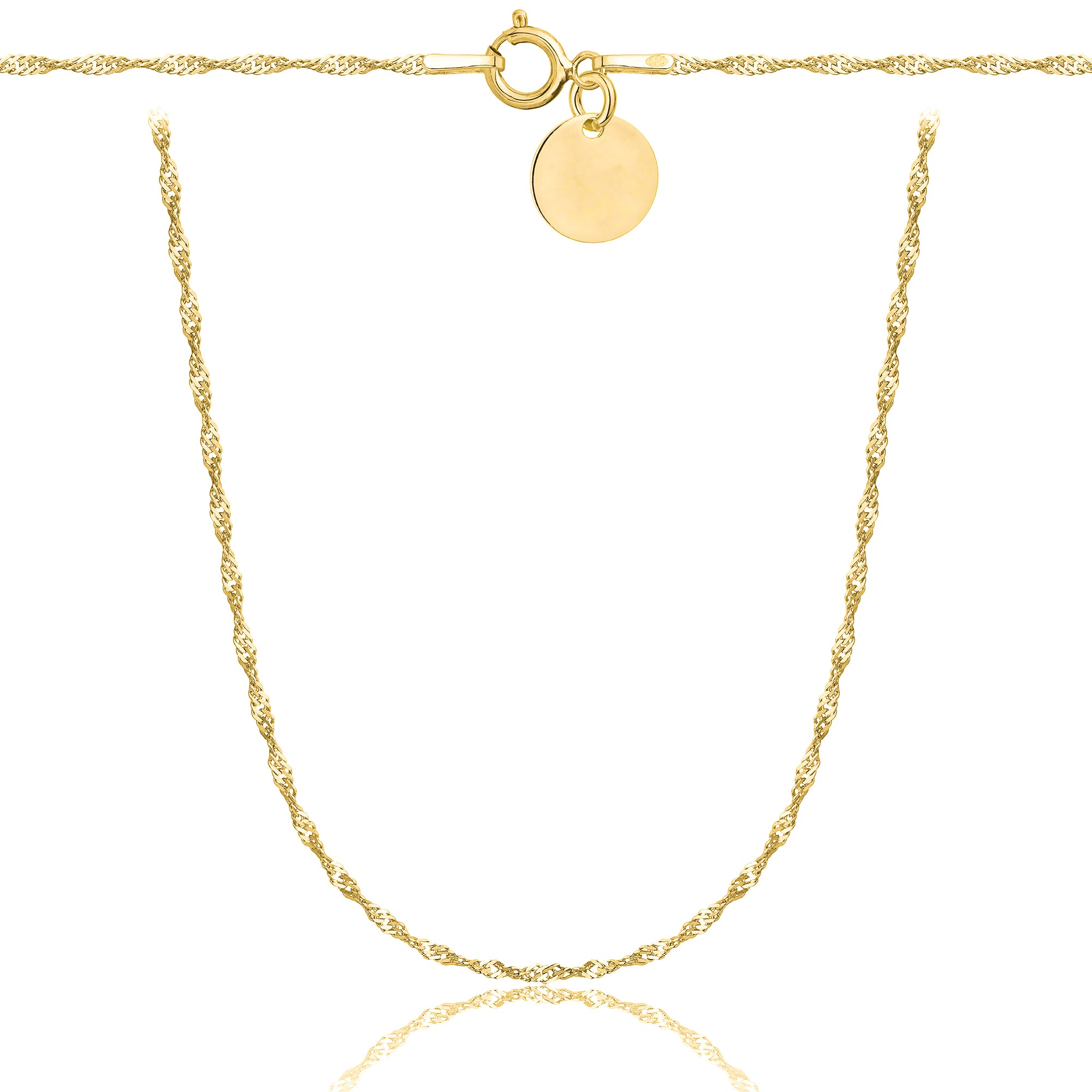 Łańcuszek pozłacany srebrny singapur 1,6mm pr. 925 585