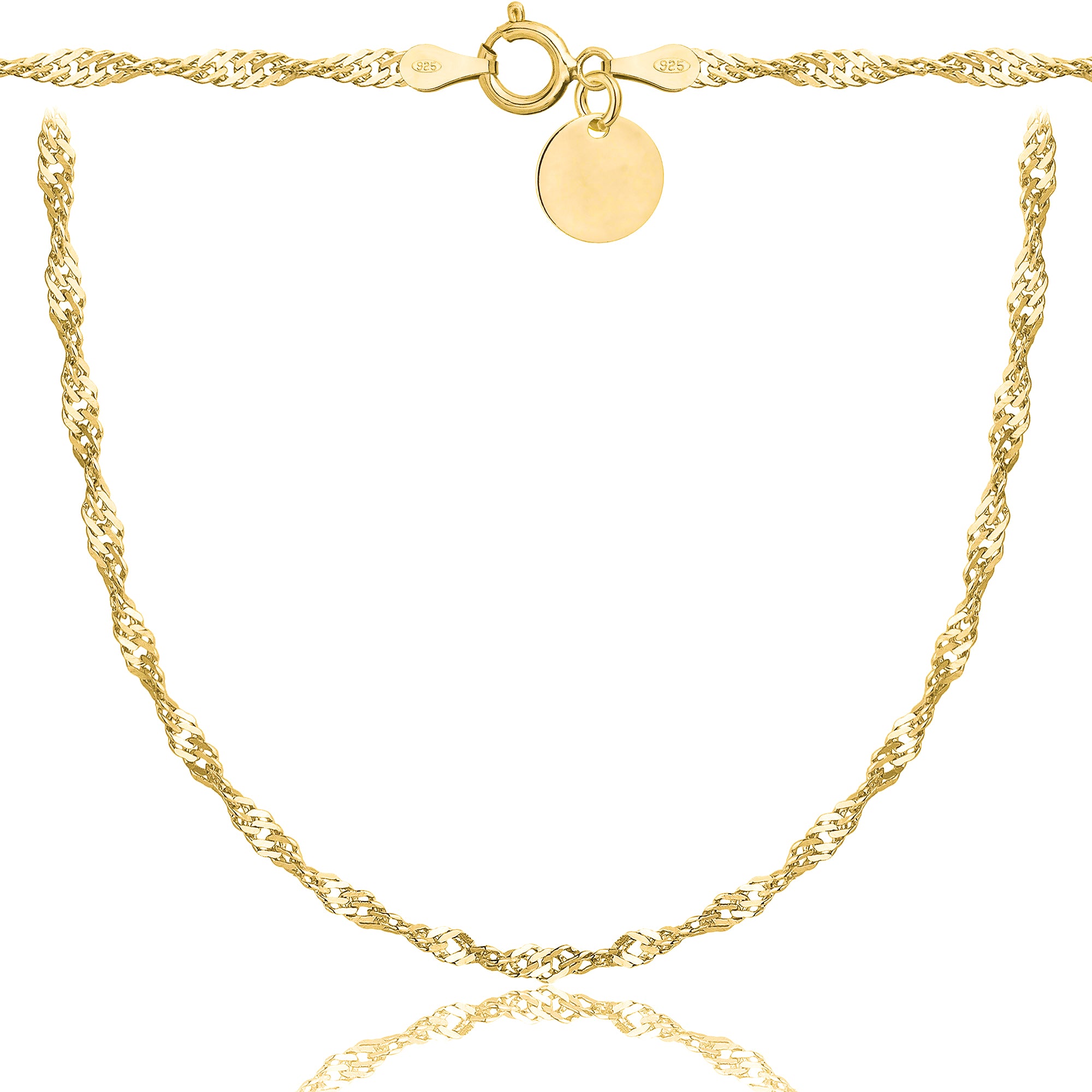 Łańcuszek pozłacany srebrny singapur 3mm pr. 925 585