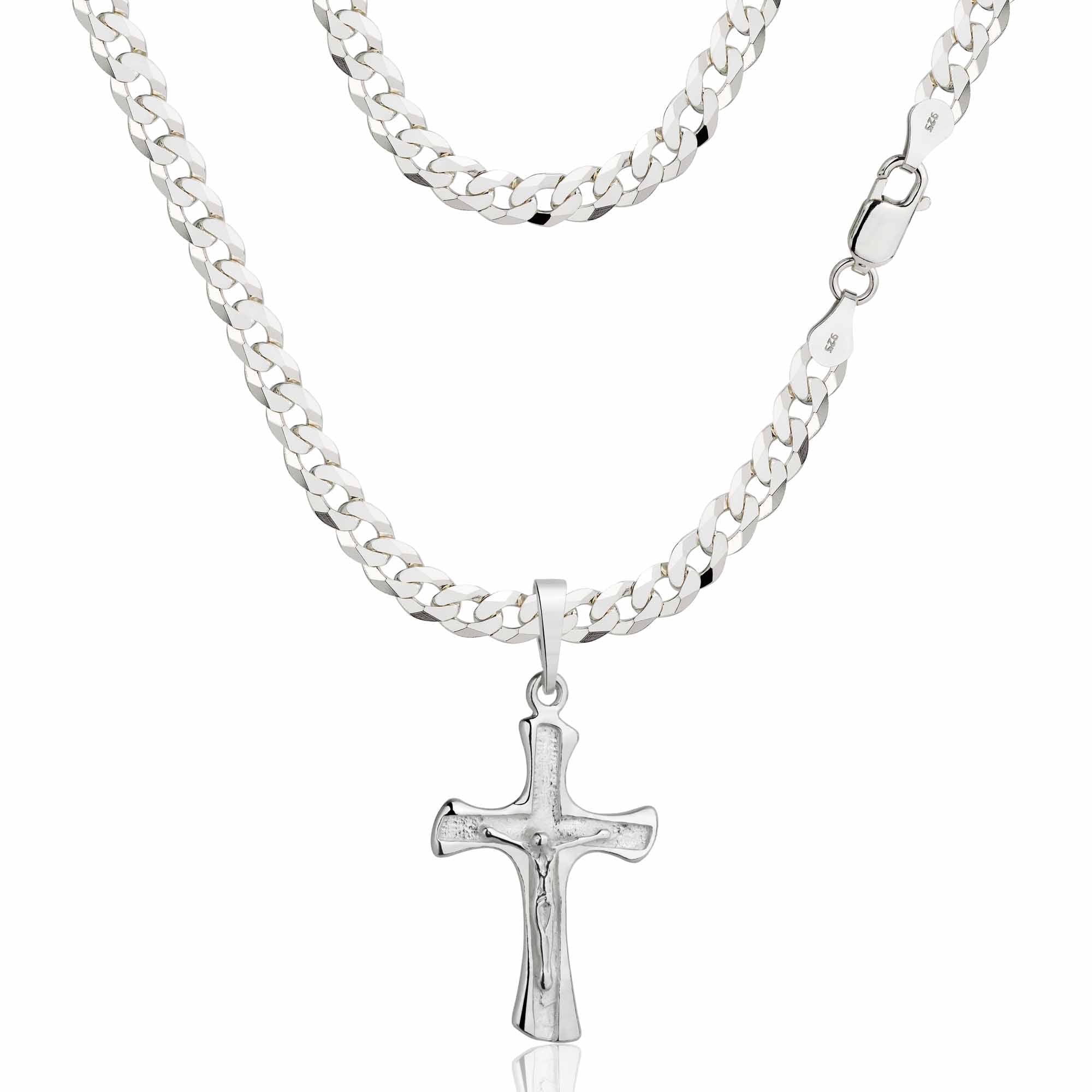 Łańcuszek srebrny z krzyżykiem pancerka 3,8mm pr. 925