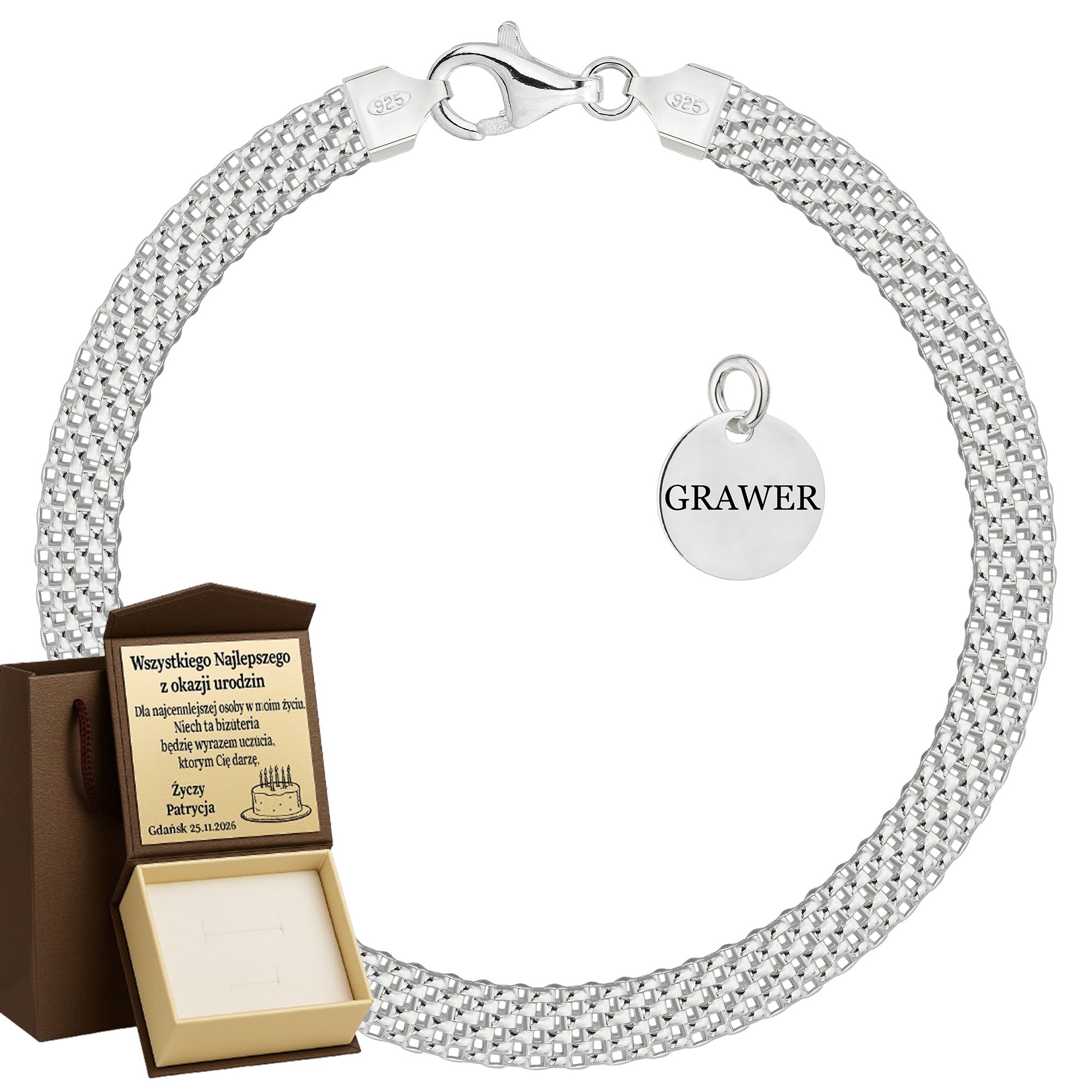 Bransoletka srebrna tub 6mm pr. 925