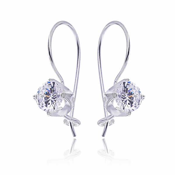 Kolczyki z białą cyrkonią 6mm bigiel