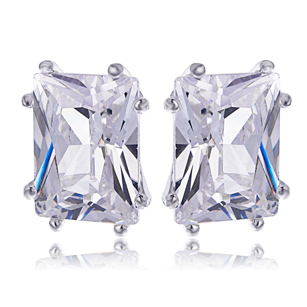 Kolczyki z białą cyrkonią 16x12mm