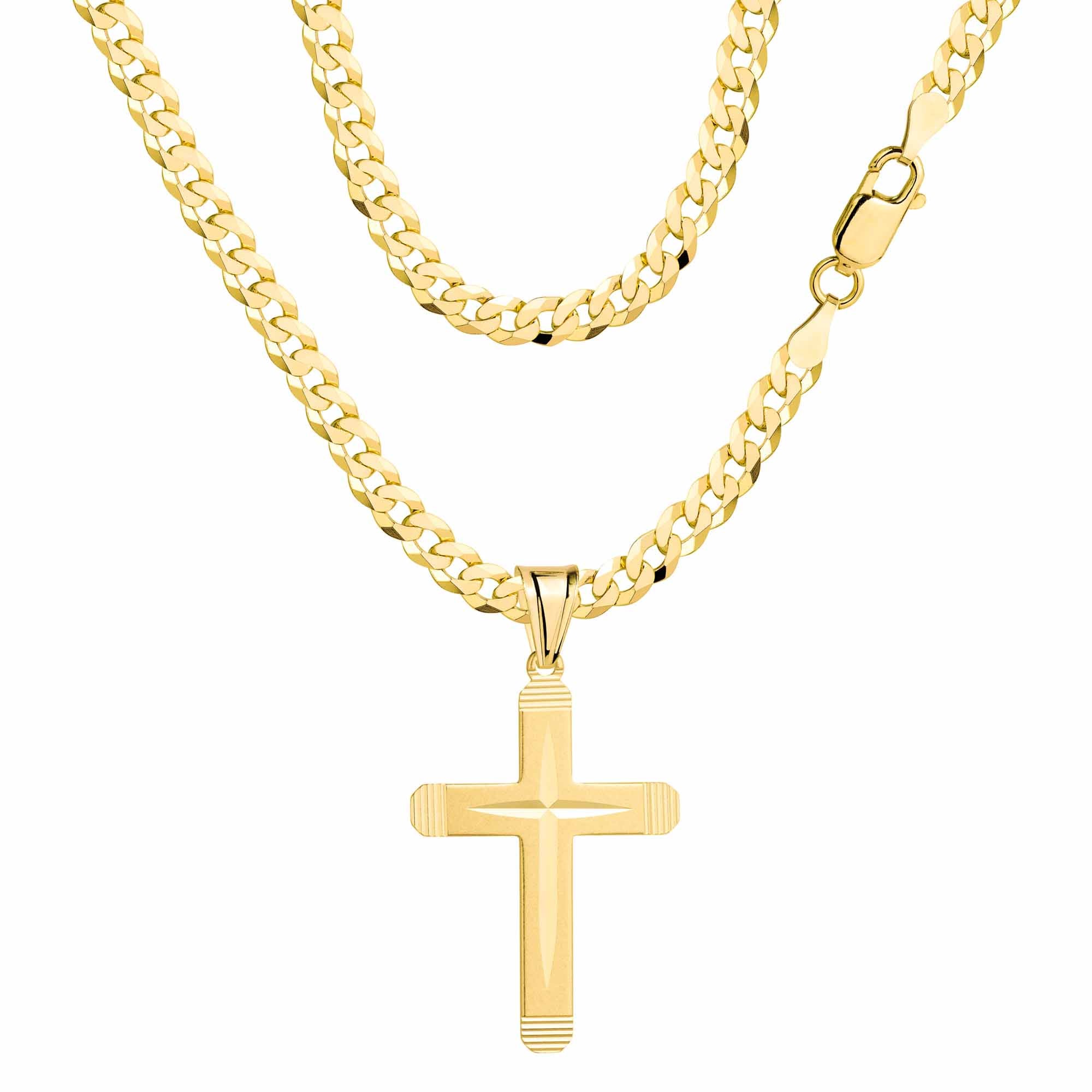 Łańcuszek pozłacany srebrny z krzyżykiem pancerka 3,8mm pr. 925