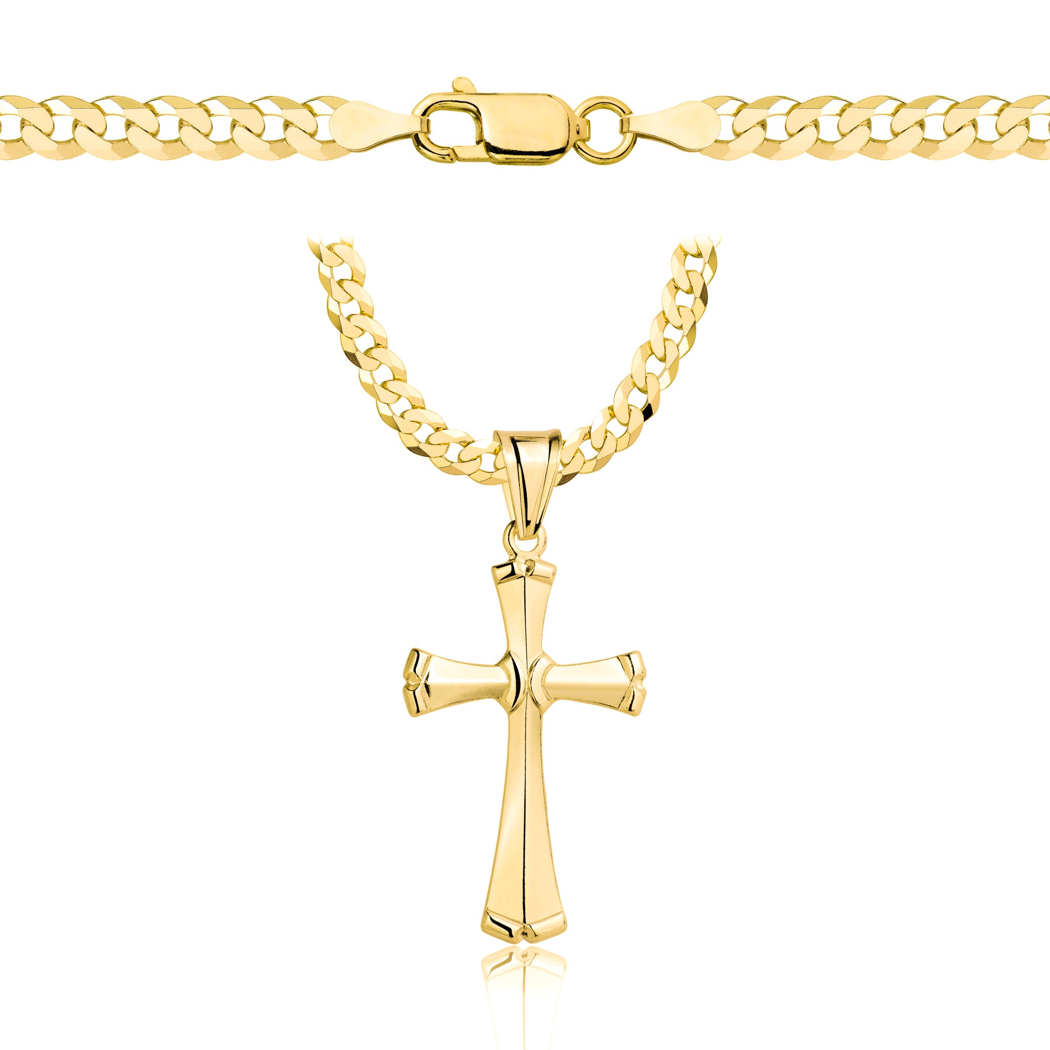 Łańcuszek pozłacany srebrny z krzyżykiem pancerka 3,8mm pr. 925