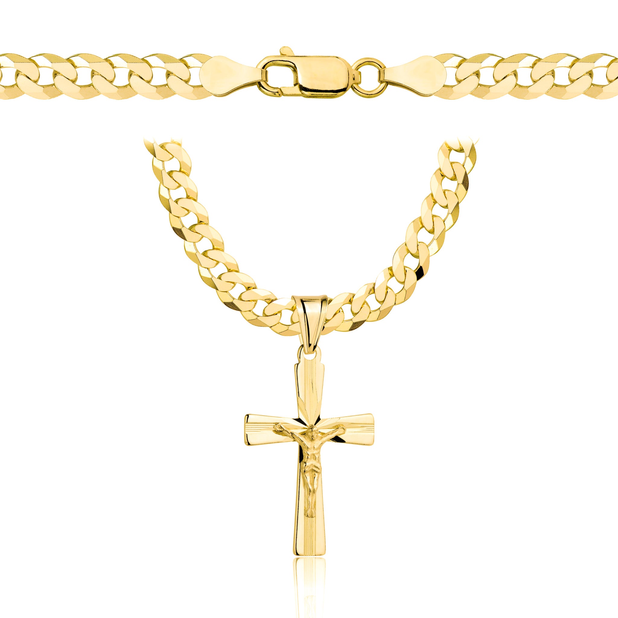 Łańcuszek pozłacany srebrny z krzyżykiem pancerka 5mm pr. 925