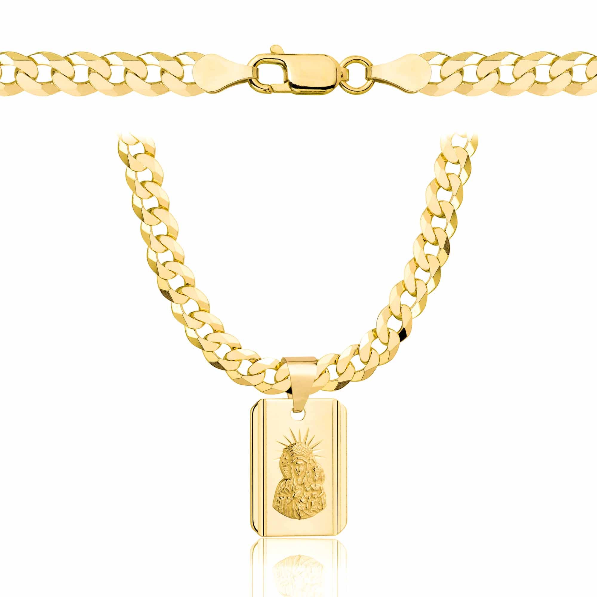 Łańcuszek pozłacany srebrny z medalikiem pancerka 5mm pr. 925