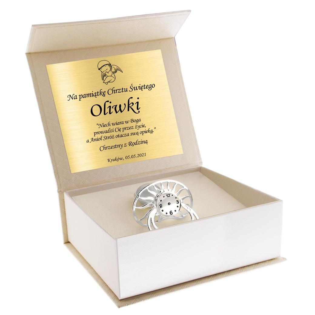 SREBRNY SMOCZEK GRAWEREM PAMIĄTKA CHRZTU CHRZEST