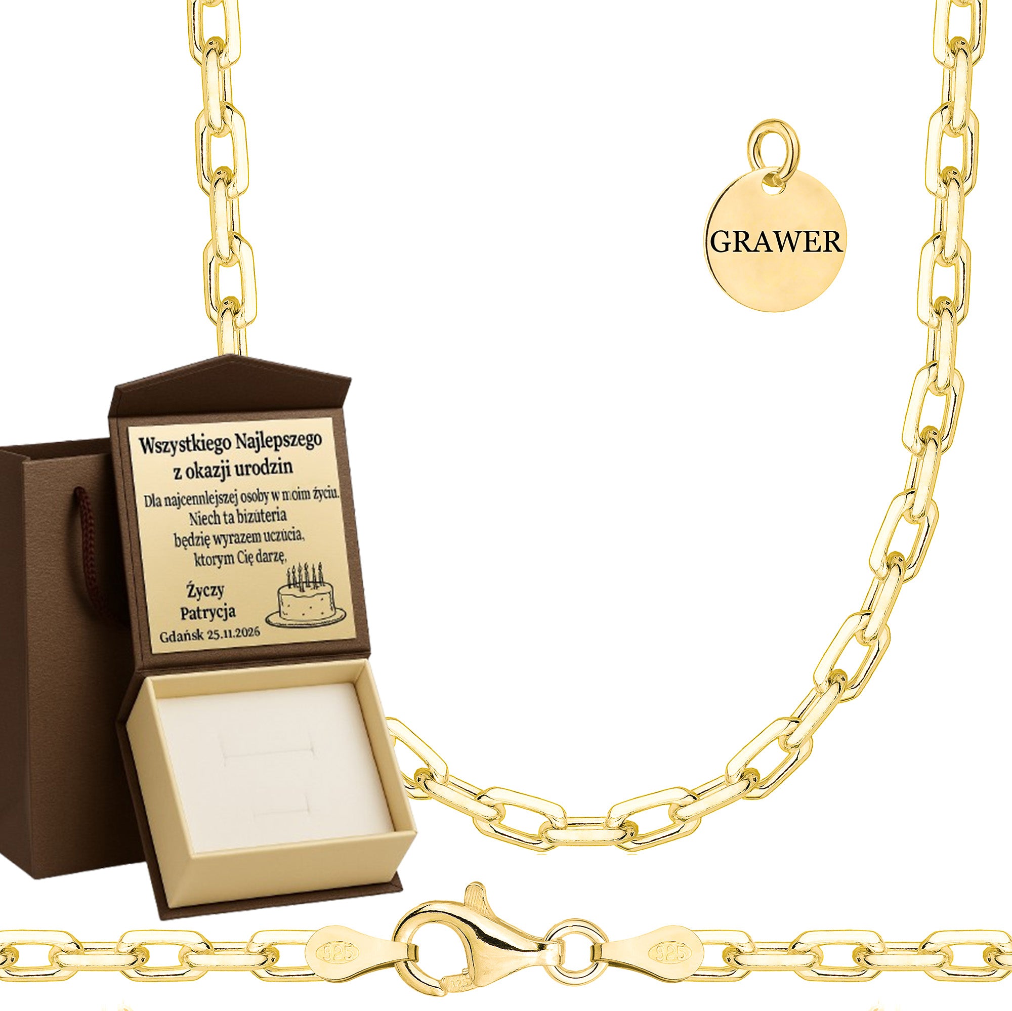 Łańcuszek pozłacany srebrny ankier 3mm pr. 925 585