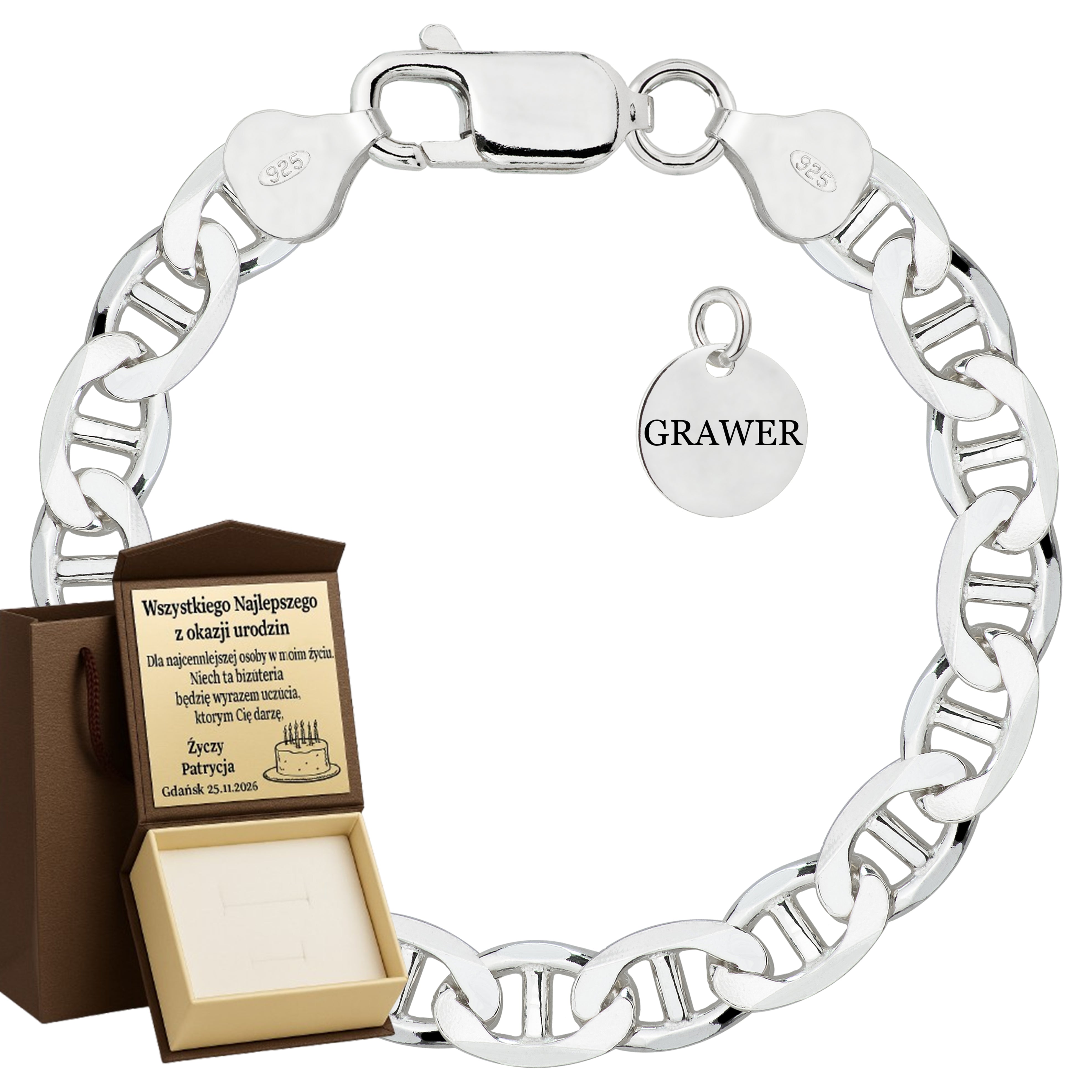 Bransoletka srebrna gucci 10mm pr. 925