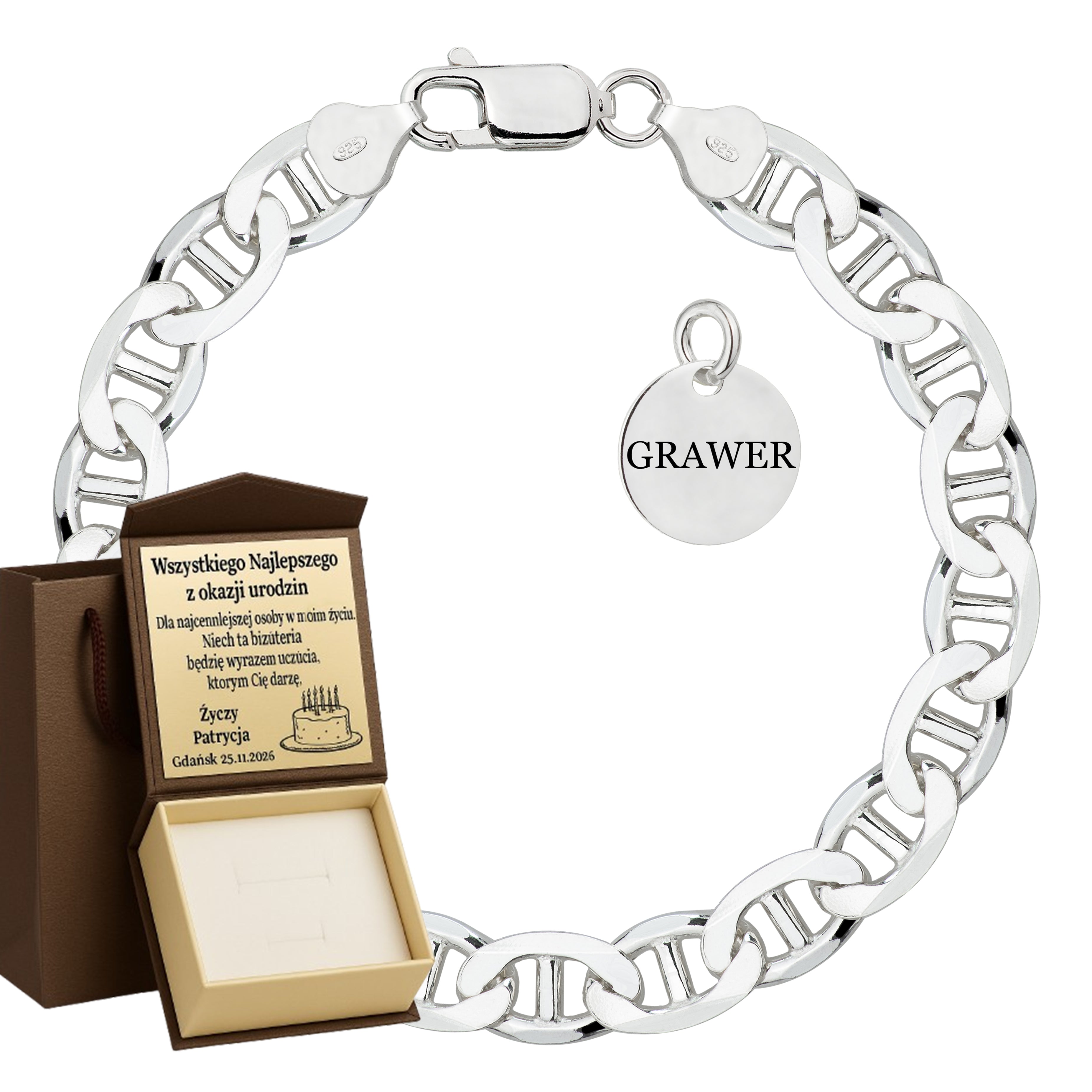 Bransoletka srebrna gucci 8,5mm pr. 925