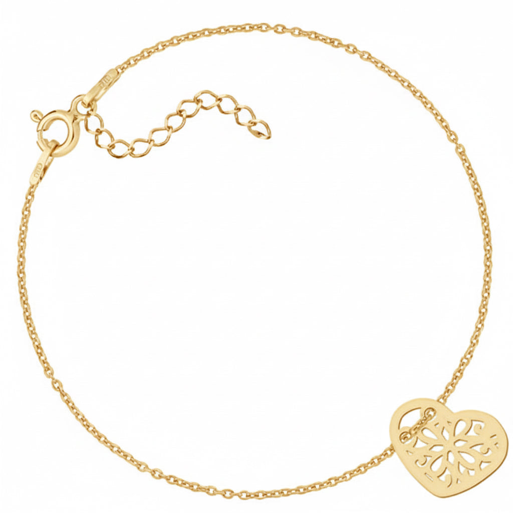 Srebrna bransoletka celebrytka z sercem ażurowym