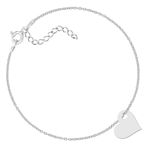 Srebrna bransoletka celebrytka z sercem