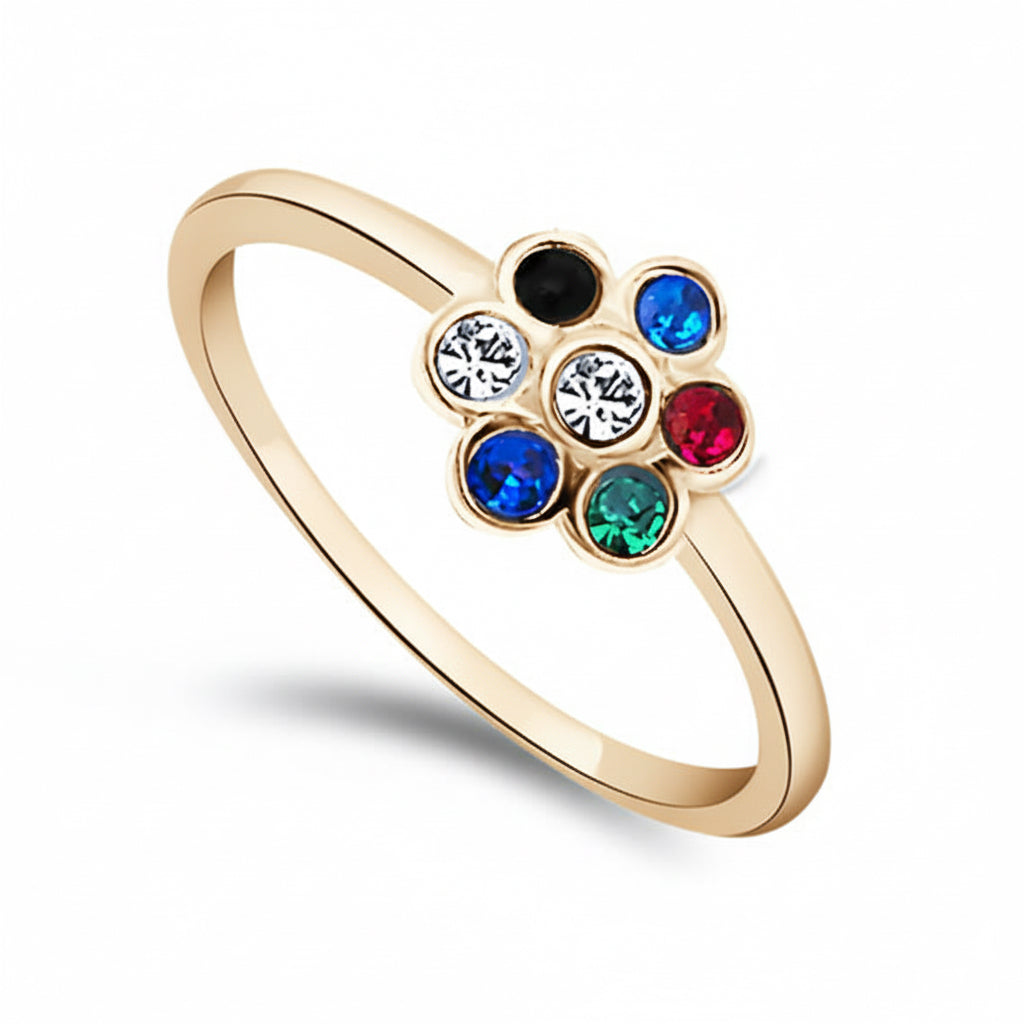 Pierścionek z kolorowymi cyrkoniami