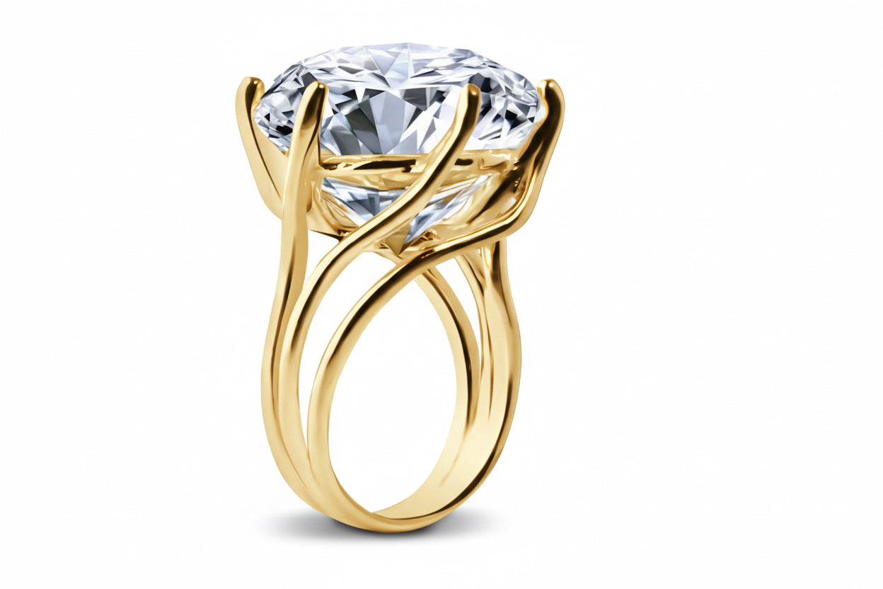 Pierścionek z dużą cyrkonią 18mm srebro pozłacane