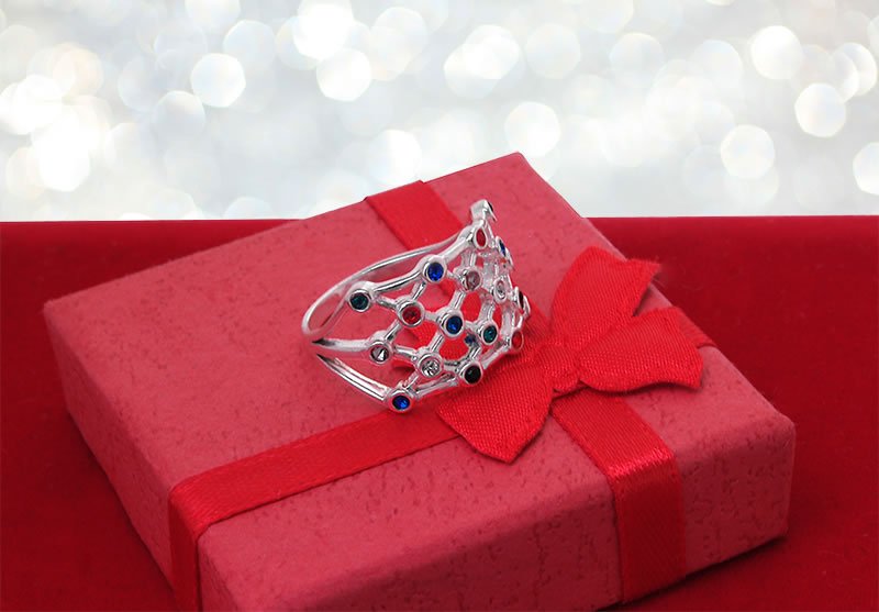 Ażurowy wielokolorowy pierścionek