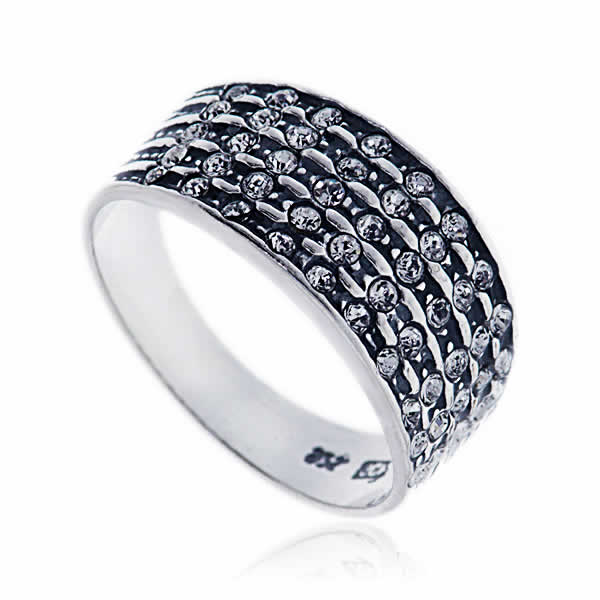 Pierścionek oksydowany z 50 kamieniami