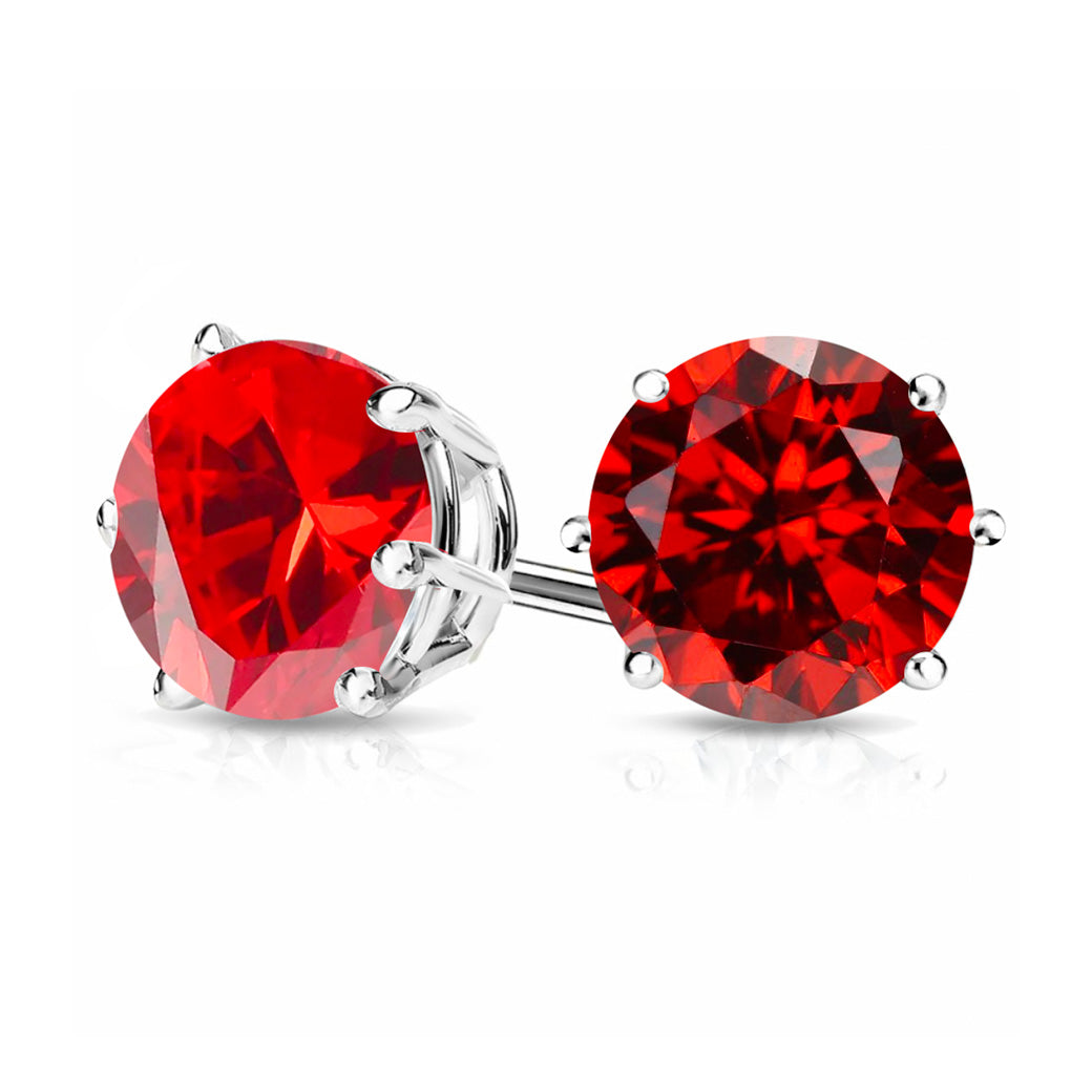 Kolczyki klasyczne cyrkonią rubinową 10 mm Red Elegance