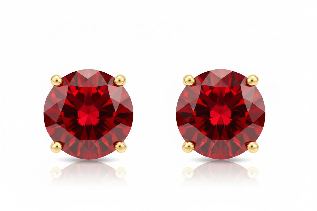 Kolczyki klasyczne cyrkonią rubinową 10 mm Red Elegance srebro pozłacane