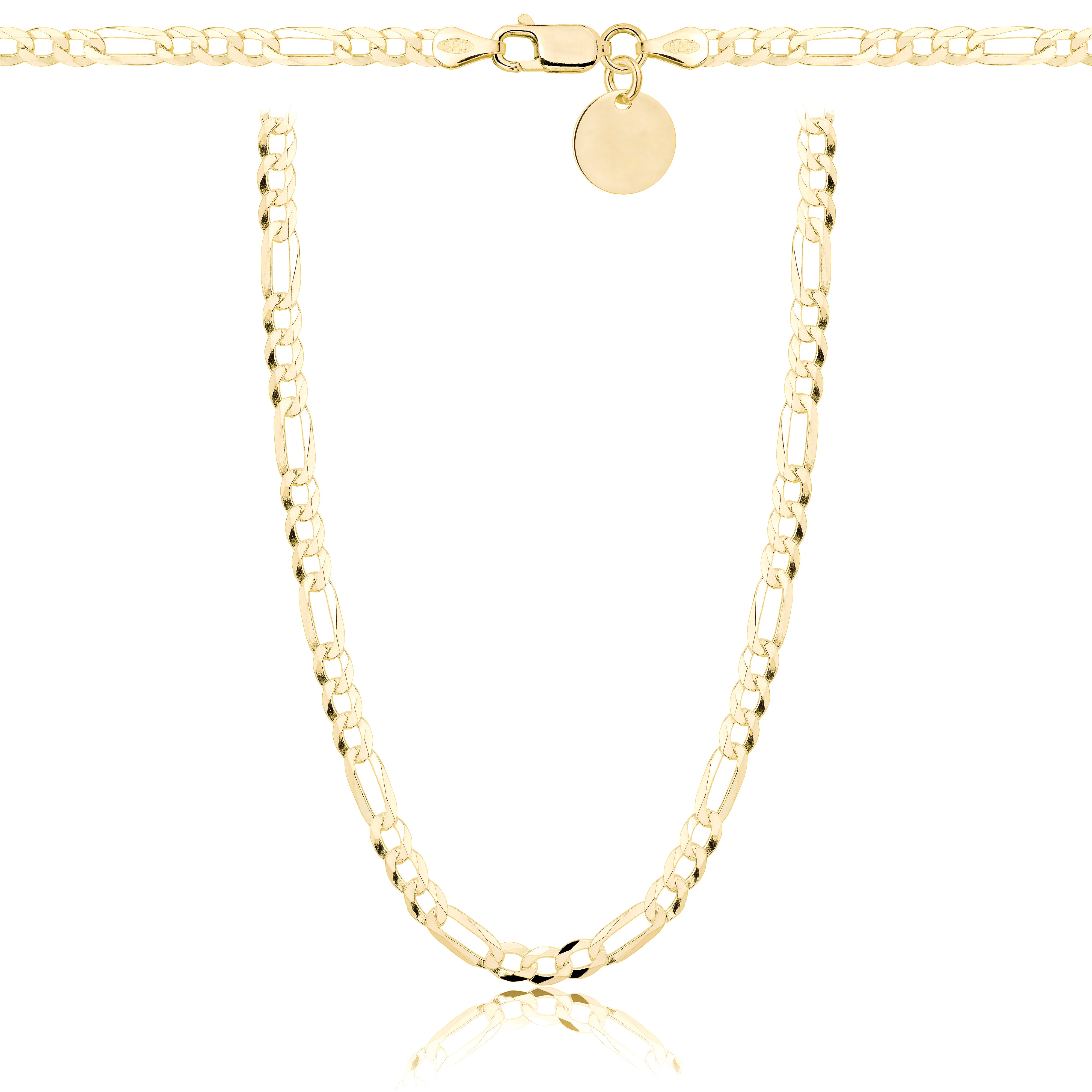 Łańcuszek pozłacany srebrny figaro 3,5 mm pr. 925