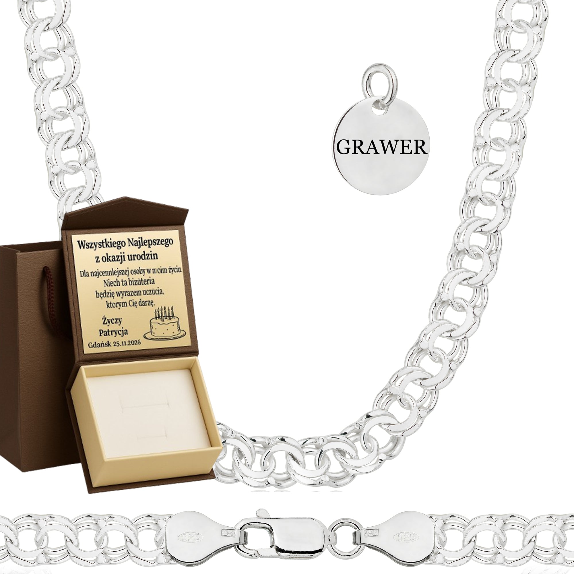 Łańcuszek srebrny galibardi 6,5 mm pr. 925