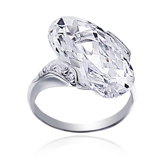 Pierścionek asymetryczny z cyrkonią 2cm