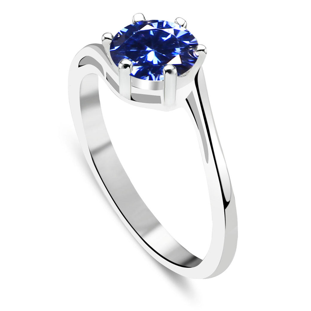 Pierścionek skręcony z cyrkonią tanzanit