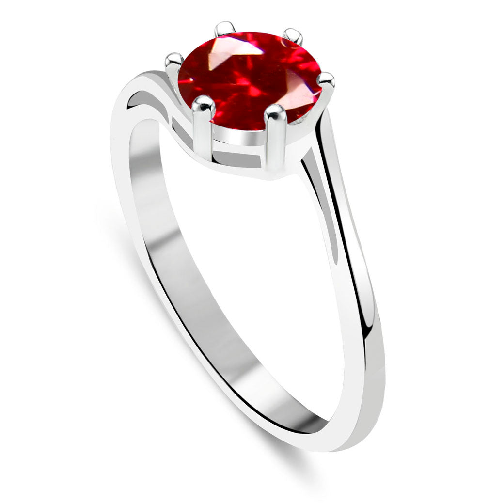 Pierścionek skręcony z cyrkonią rubinową Crystal Red