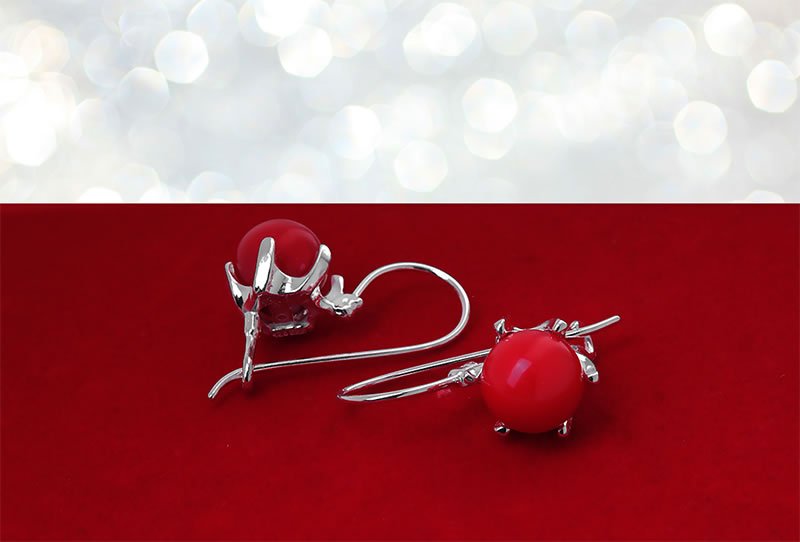 Kolczyki z czerwoną kuleczką 10mm