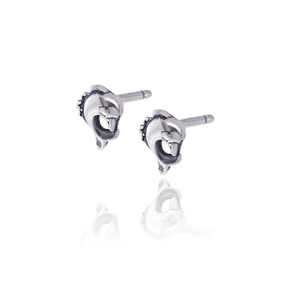 Kolczyki delfiny oksydowane