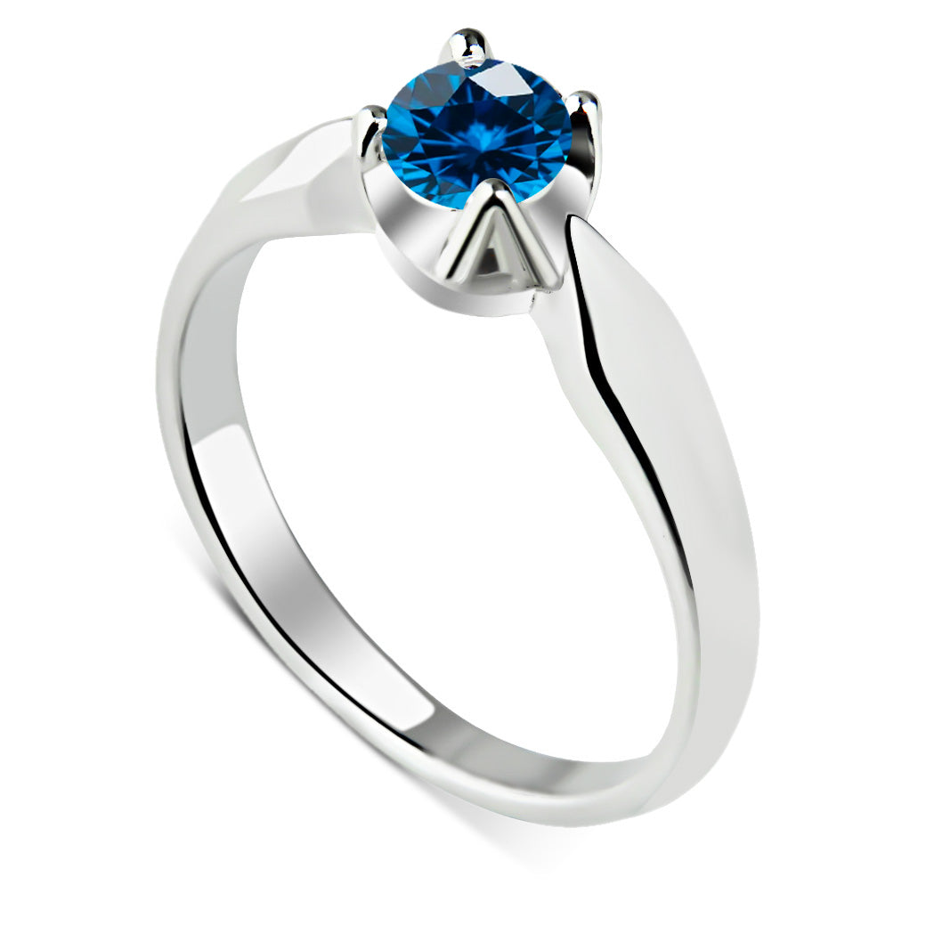 Pierścionek z centralnymi szafirowym kamieniem 5mm