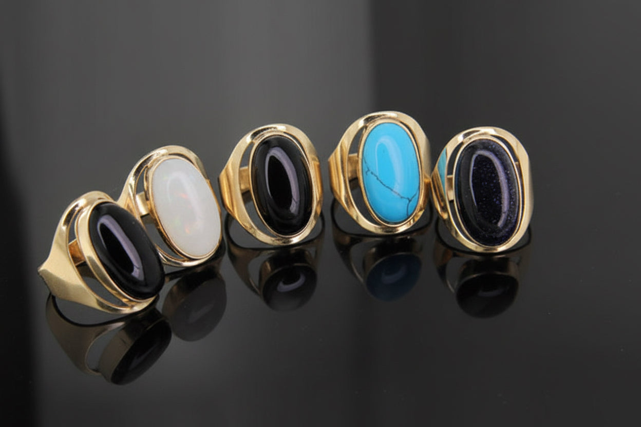 Pierścionek z turkusem 20x11mm