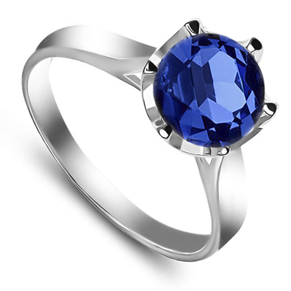 Pierścionek z szafirową cyrkonią 7mm